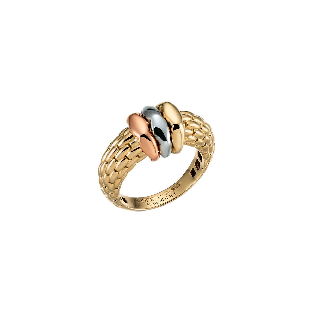 FOPE LOVE NEST 18K Gold Ring with Tri-Gol Set Rondels - Jackson Hole Jewelry Company