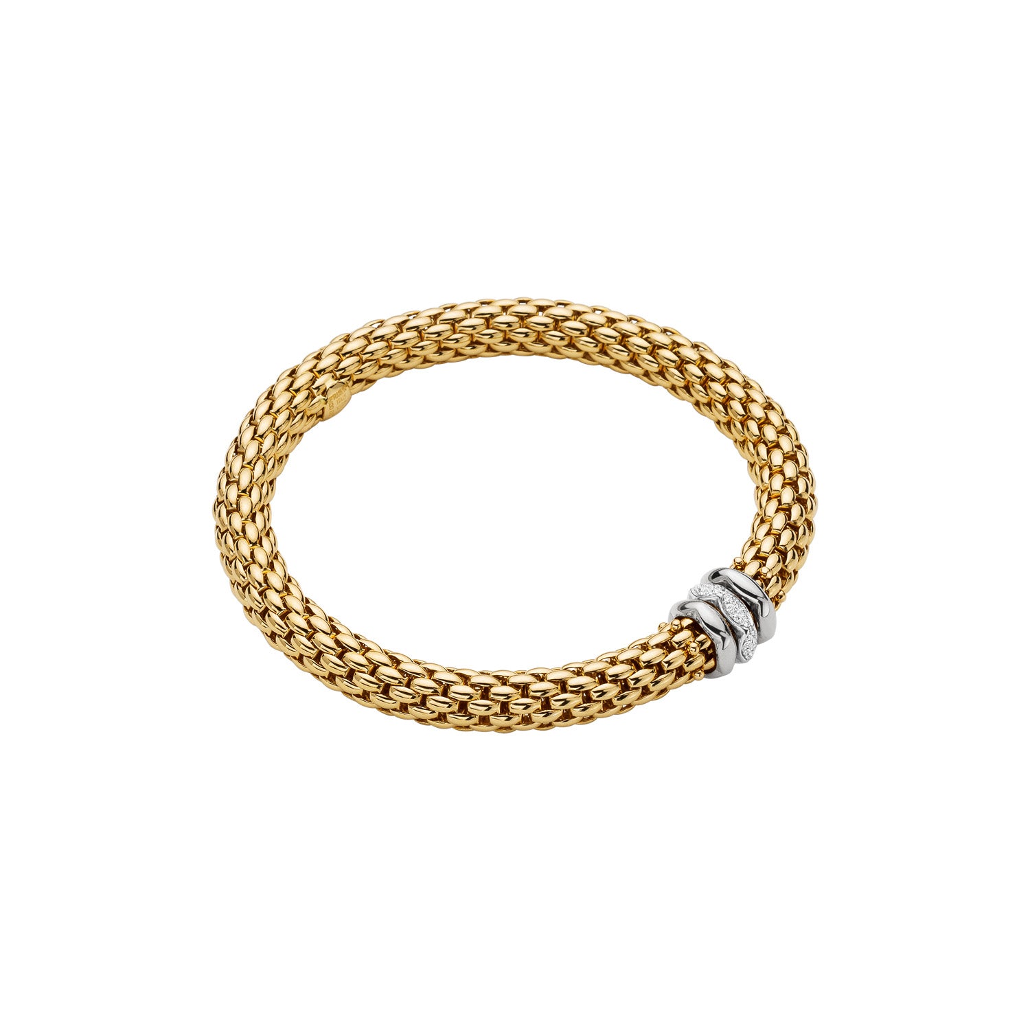 FOPE LOVE NEST 18K Gold Flex’it Bracelet With White Diamond Set Rondels - 0.19 carats - Jackson Hole Jewelry Company