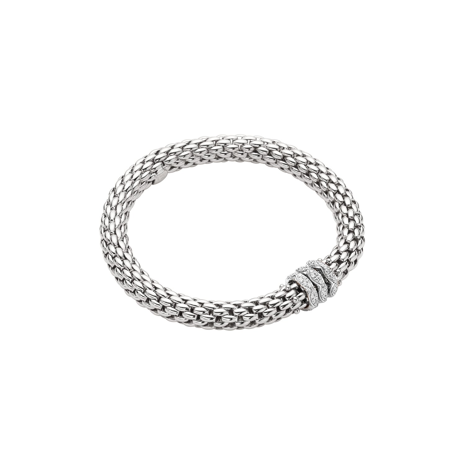 FOPE LOVE NEST 18K Gold Flex’it Bracelet with White Diamond Pavé Rondels - 0.57 carats - Jackson Hole Jewelry Company