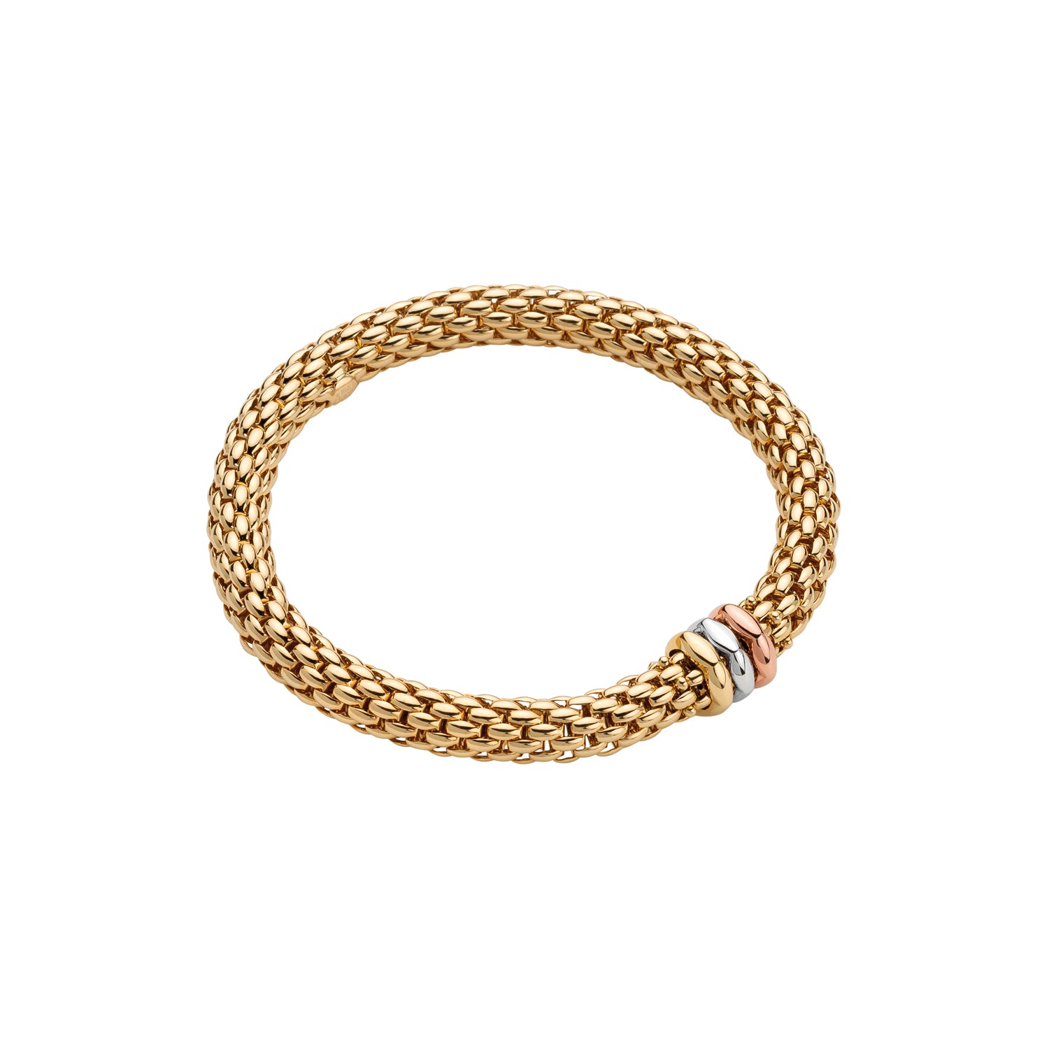 FOPE LOVE NEST 18K Gold Flex’it Bracelet with Tri-Gold Rondels - Jackson Hole Jewelry Company