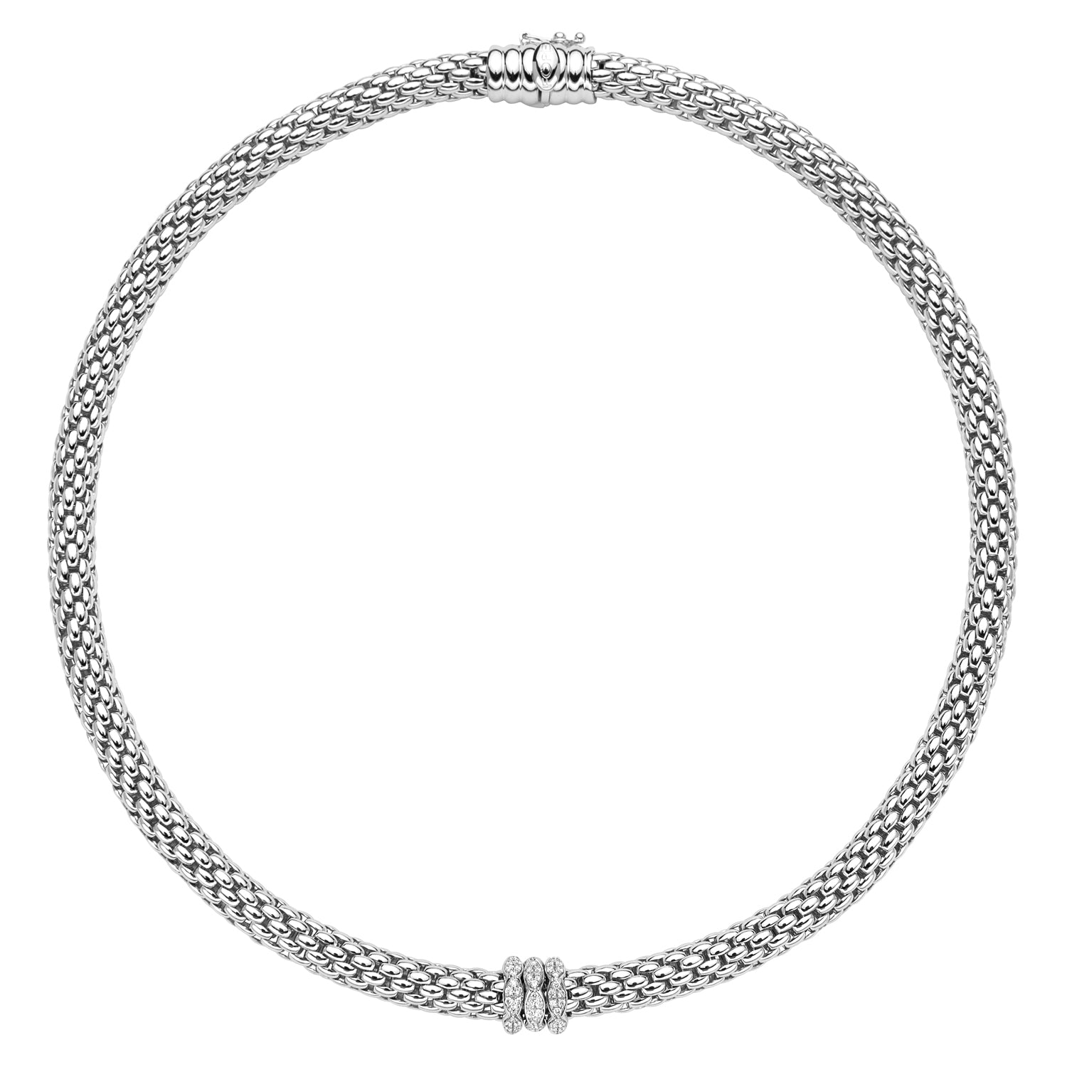 FOPE LOVE NEST 18K Gold Necklace With White Diamond Pavé Rondels - 0.57 carats - Jackson Hole Jewelry Company