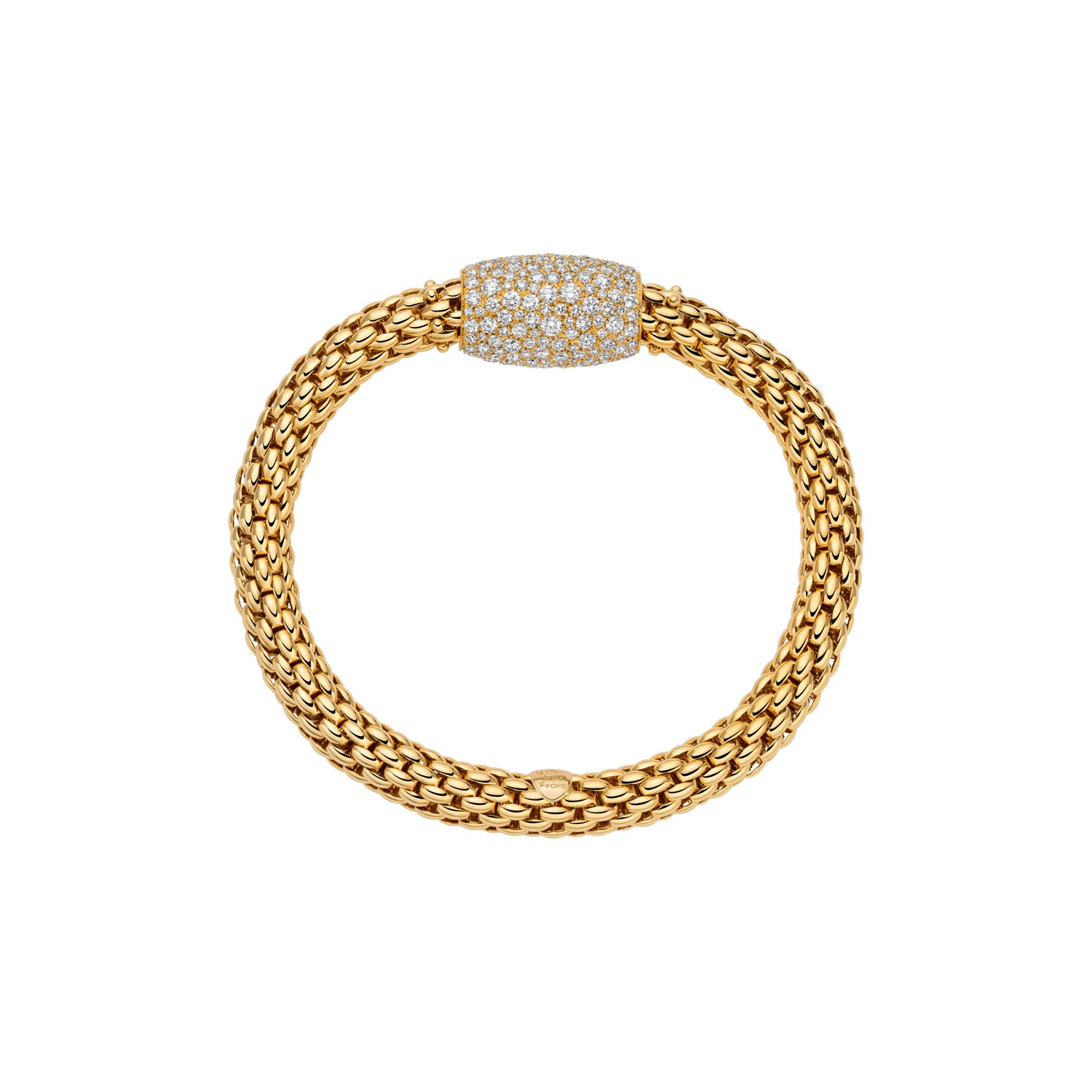 FOPE LOVE NEST 18K Gold Bracelet with White Diamond Pavé Charm - 3.93 carats - Jackson Hole Jewelry Company
