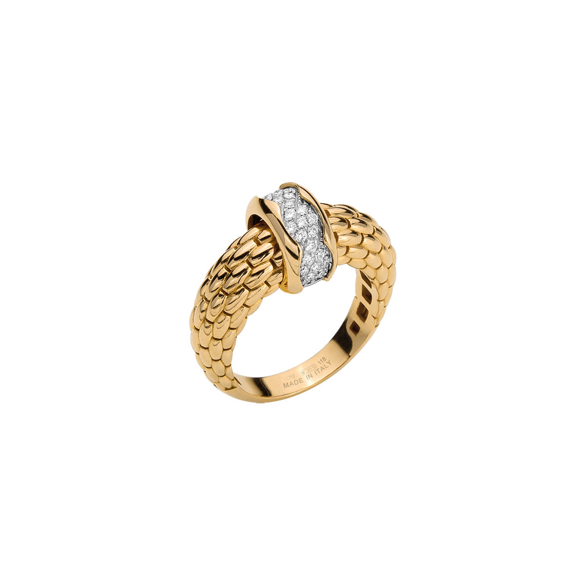 FOPE LOVE NEST 18K Gold Ring with White Diamond Pavé Rondel - 0.22 carats - Jackson Hole Jewelry Company