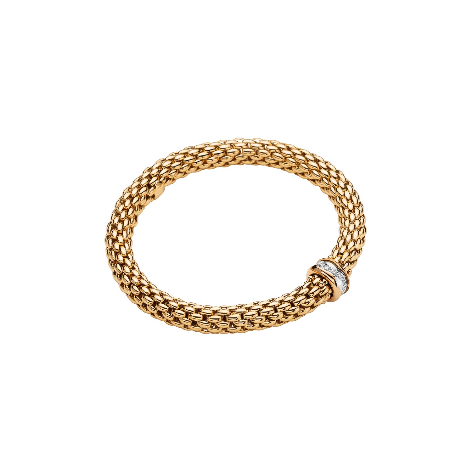 FOPE LOVE NEST 18K Gold Flex’it Bracelet with White Diamond Rondel - 0.12 carats - Jackson Hole Jewelry Company