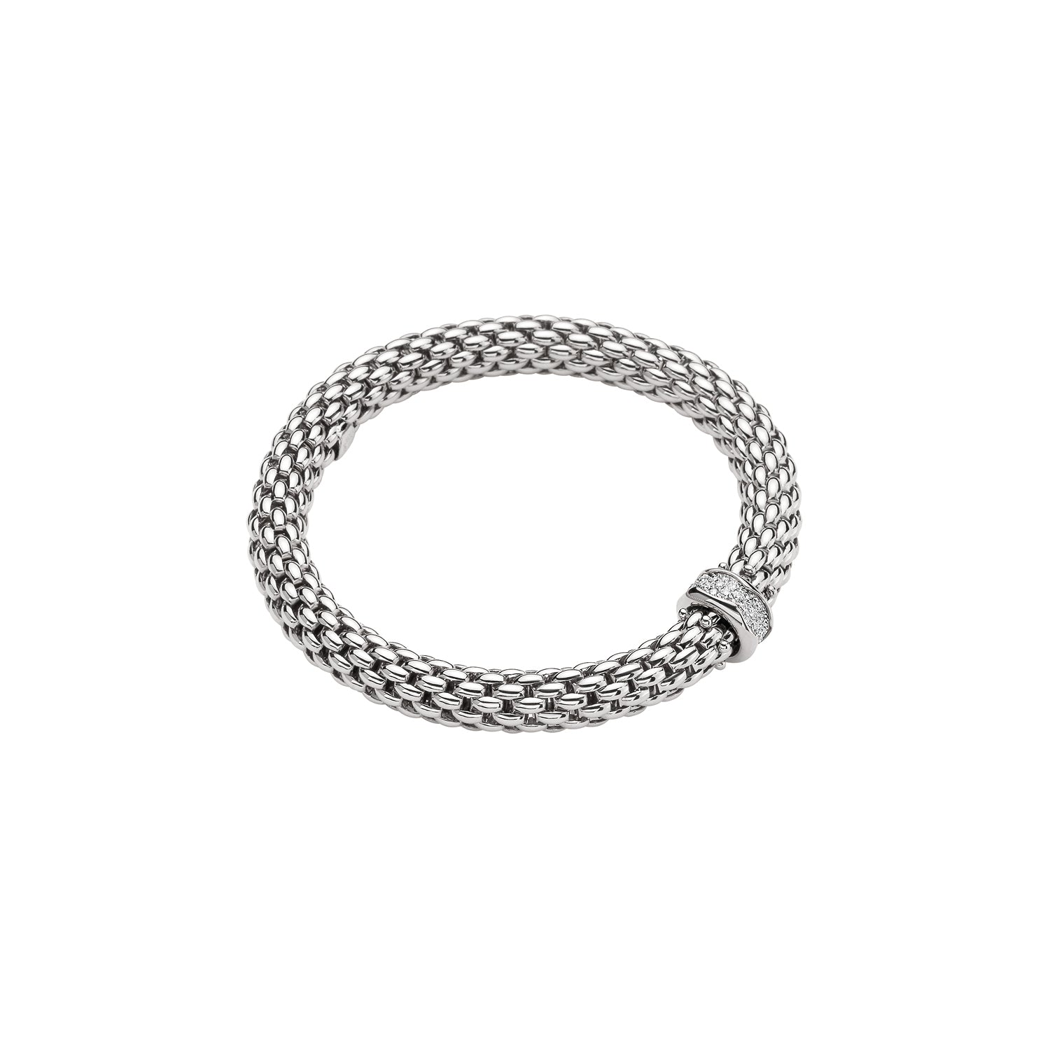 FOPE LOVE NEST 18K Gold Flex’it Bracelet with White Diamond Pavé Rondel - 0.33 carats - Jackson Hole Jewelry Company