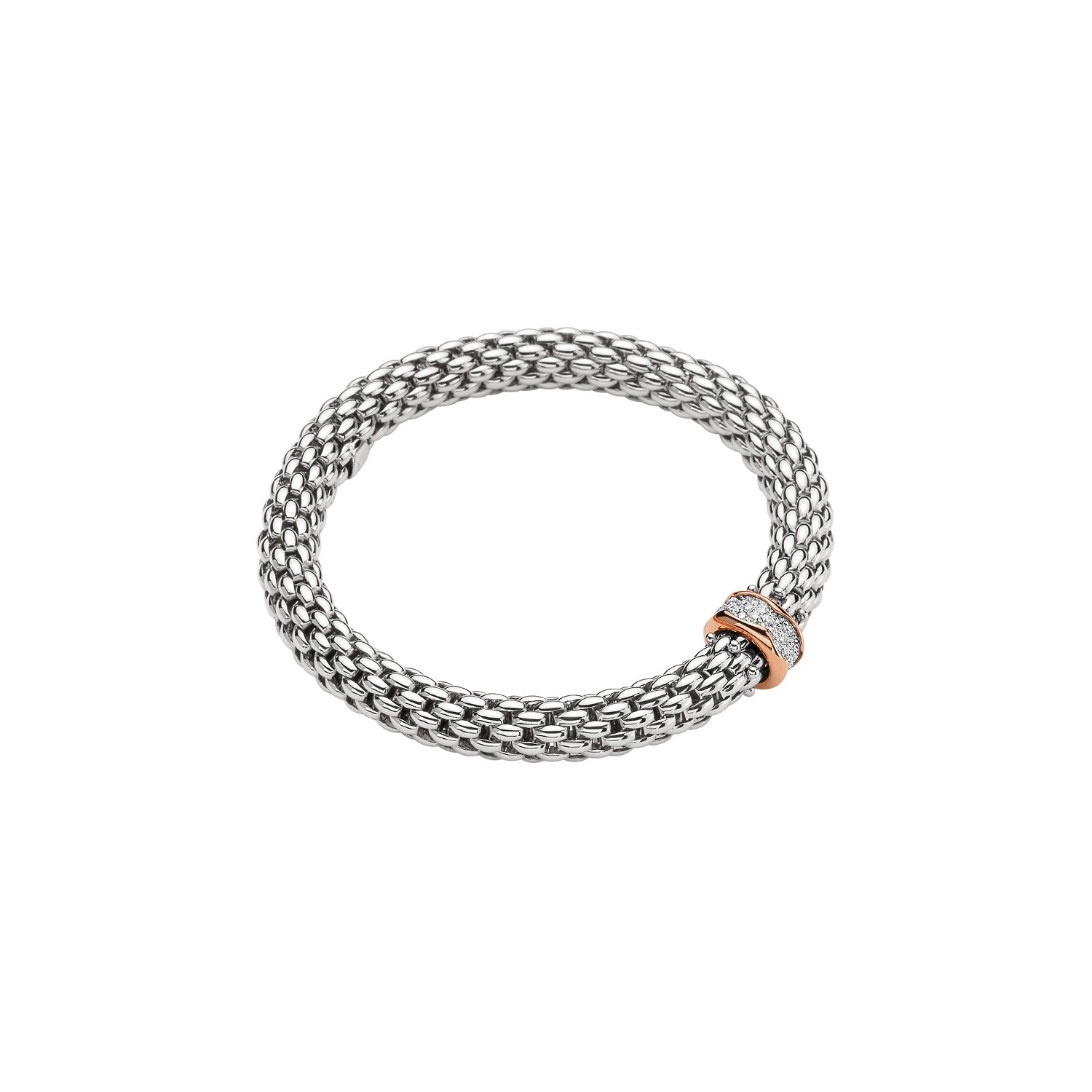 FOPE LOVE NEST 18K Gold Flex’it Bracelet with White Diamond Pavé Rondel - 0.33 carats - Jackson Hole Jewelry Company