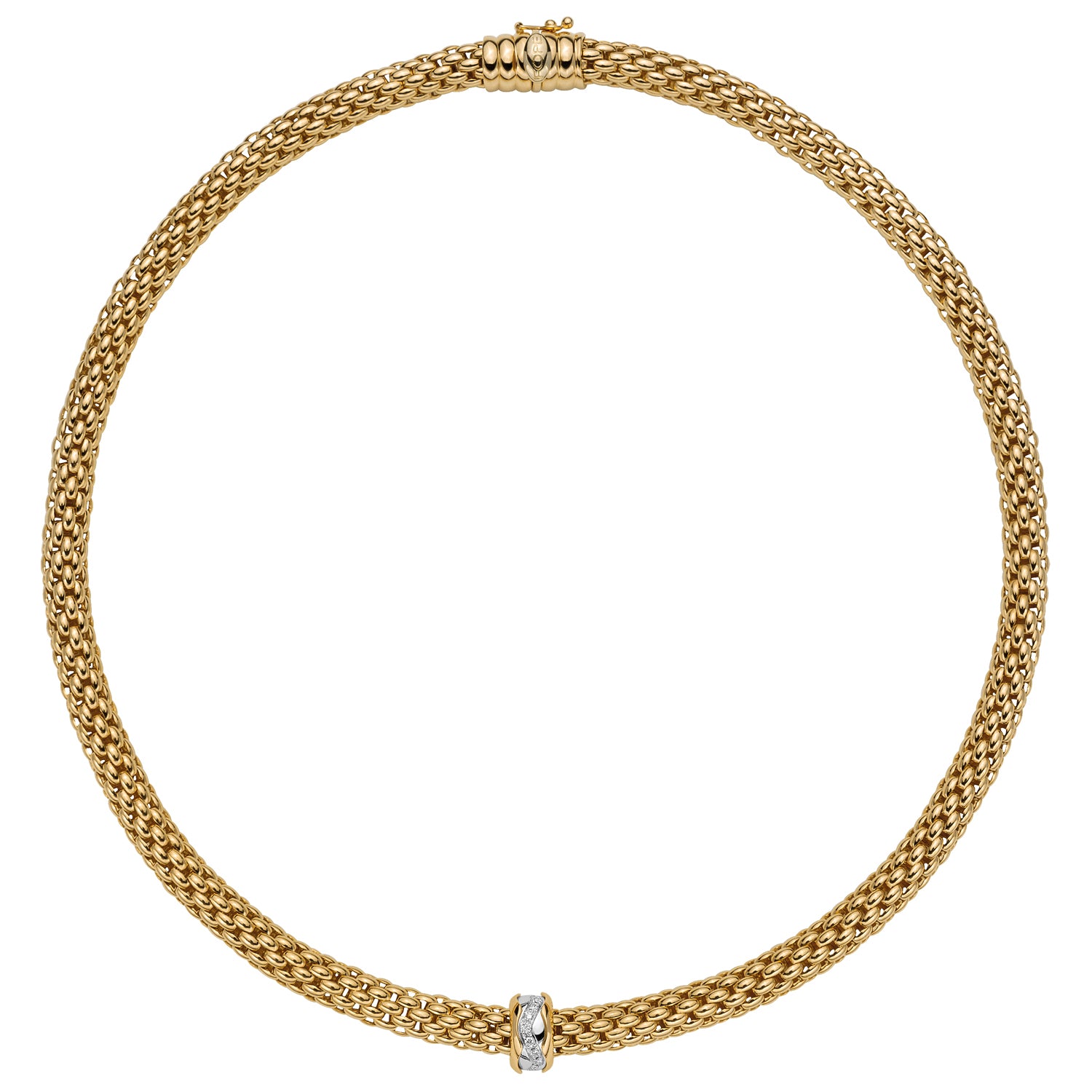 FOPE LOVE NEST 18K Yellow & White Gold Necklace with White Diamond Charm - 0.12 carats - Jackson Hole Jewelry Company