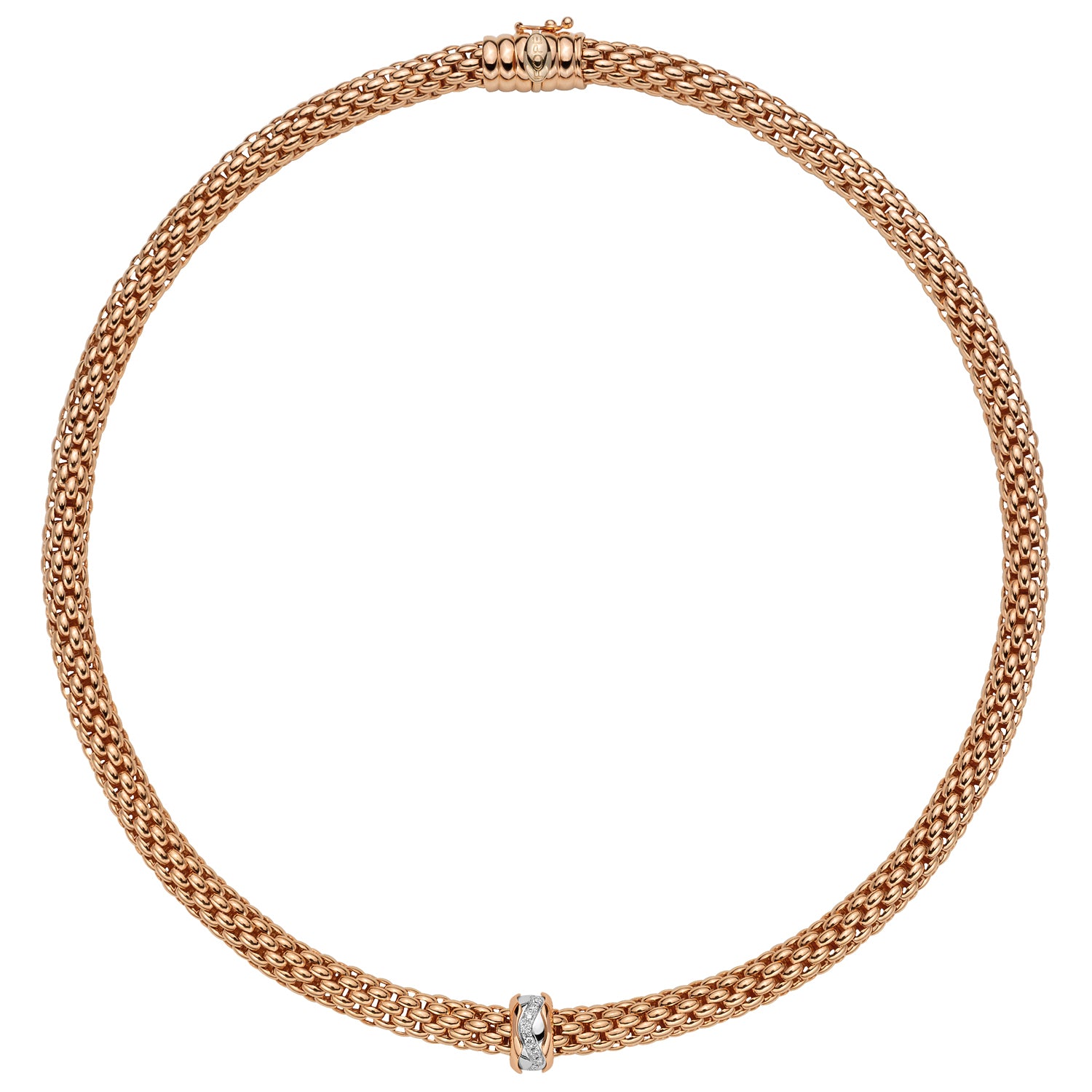 FOPE LOVE NEST 18K Rose & White Gold Necklace with White Diamond Charm - 0.12 carats - Jackson Hole Jewelry Company