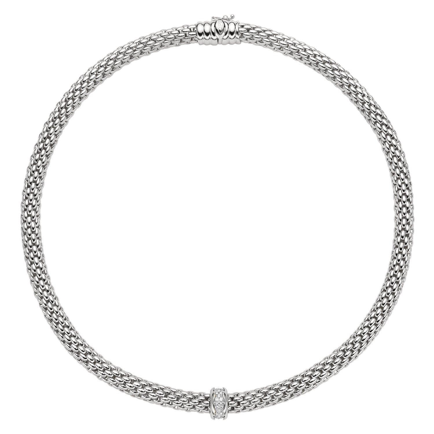 FOPE LOVE NEST 18K White Gold Necklace with White Diamond Pavé Charm - 0.33 carats - Jackson Hole Jewelry Company