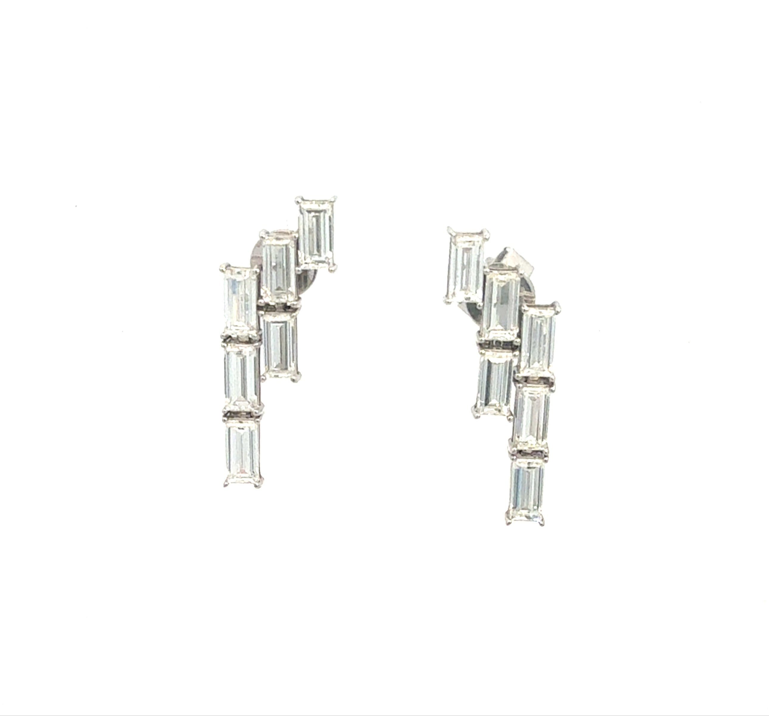 18K White Gold Baguette Diamond Earrings – 2.52 Carats - Jackson Hole Jewelry Company