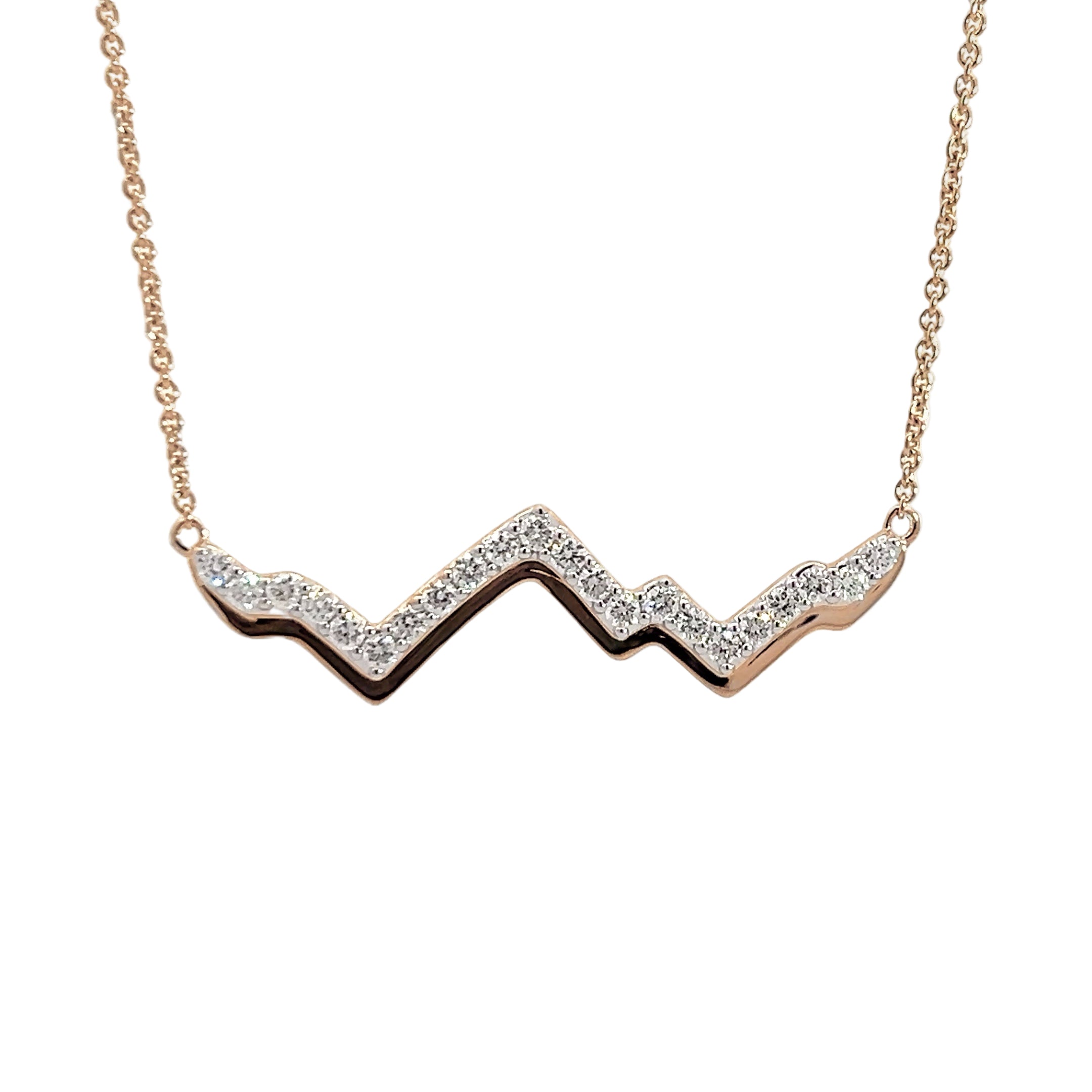 LUXE EDITION: 18K Gold Teton Peak Outline Necklace With Pavé Diamonds - Jackson Hole Jewelry Company