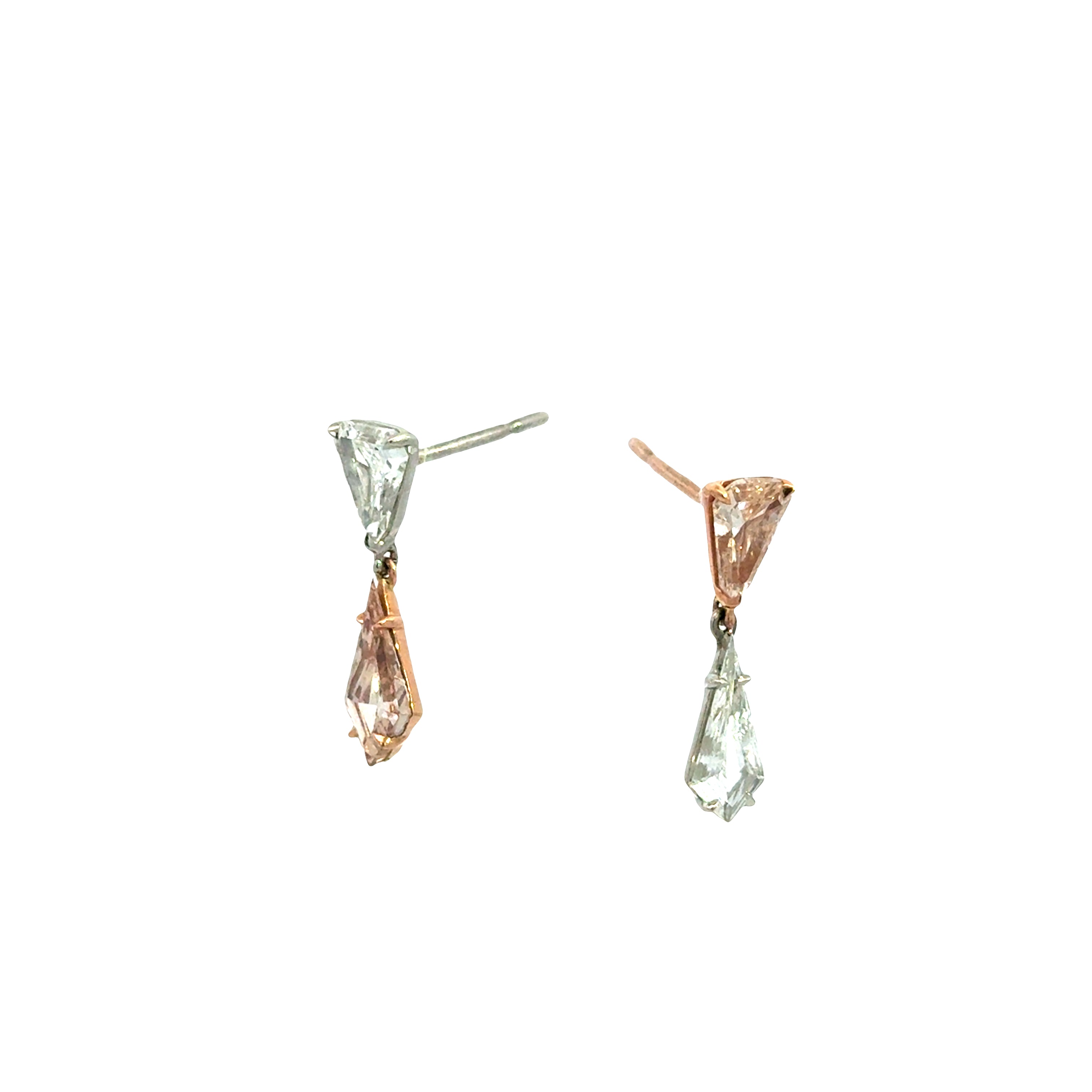 14K ROSE GOLD AND PLATINUM Diamond Drop Earrings 2.75ctw - Jackson Hole Jewelry Company