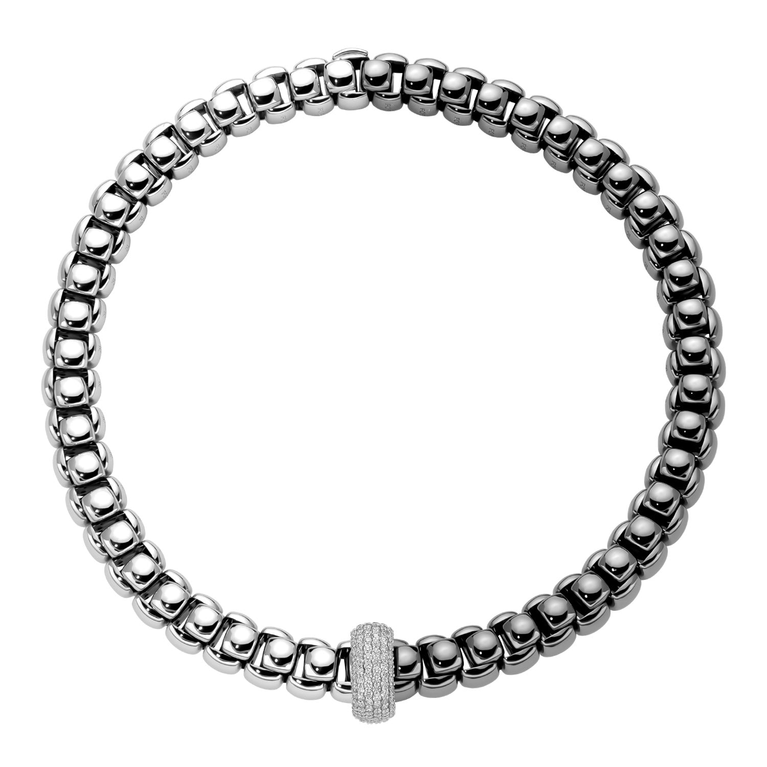 FOPE LUNA 18K Gold Necklace with Bicolor Mesh and White Diamond Pavé Charm - 2.07 carats - Jackson Hole Jewelry Company