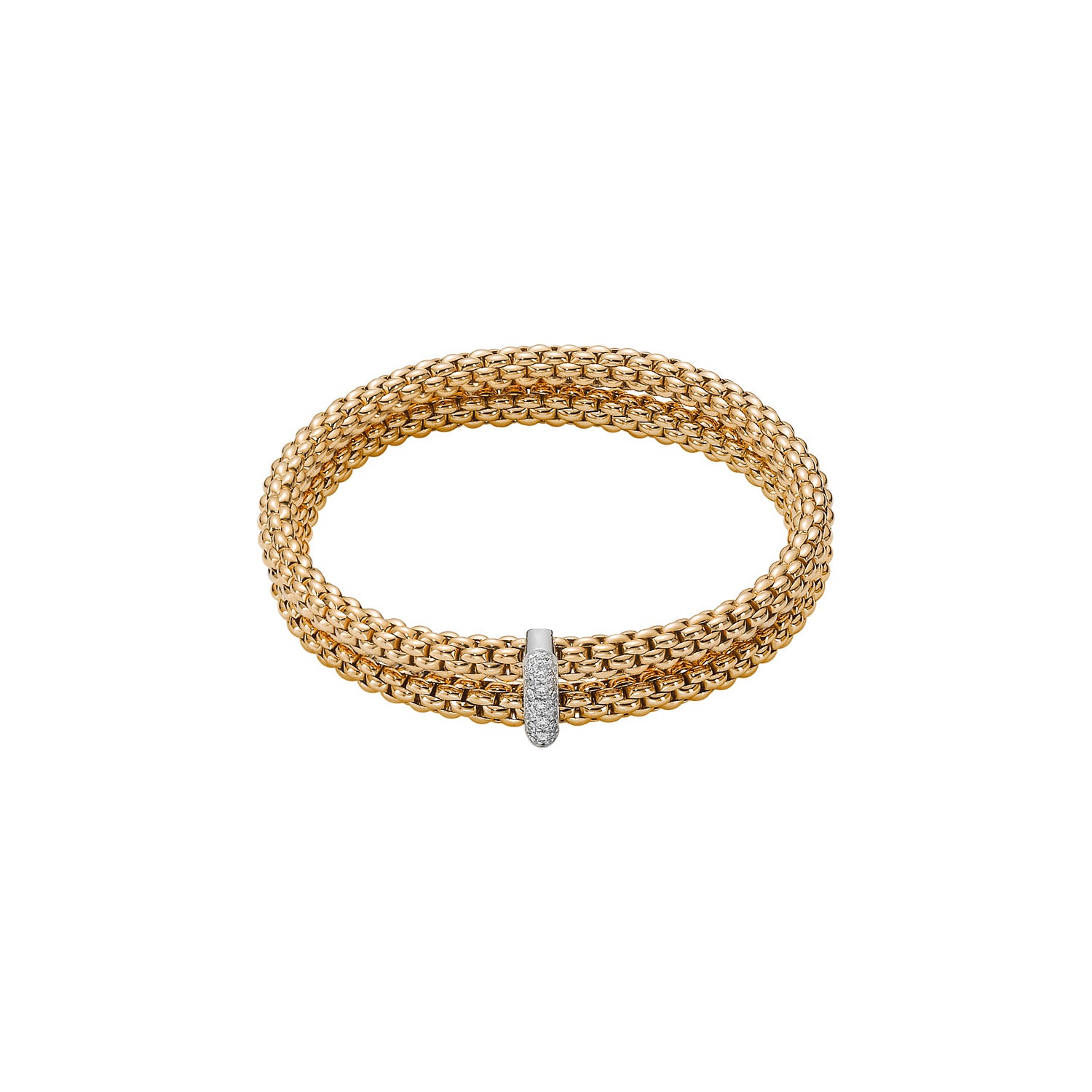 FOPE SOLO 18K Gold Flex’it Bracelet with White Diamonds - 0.22 ct carats - Jackson Hole Jewelry Company