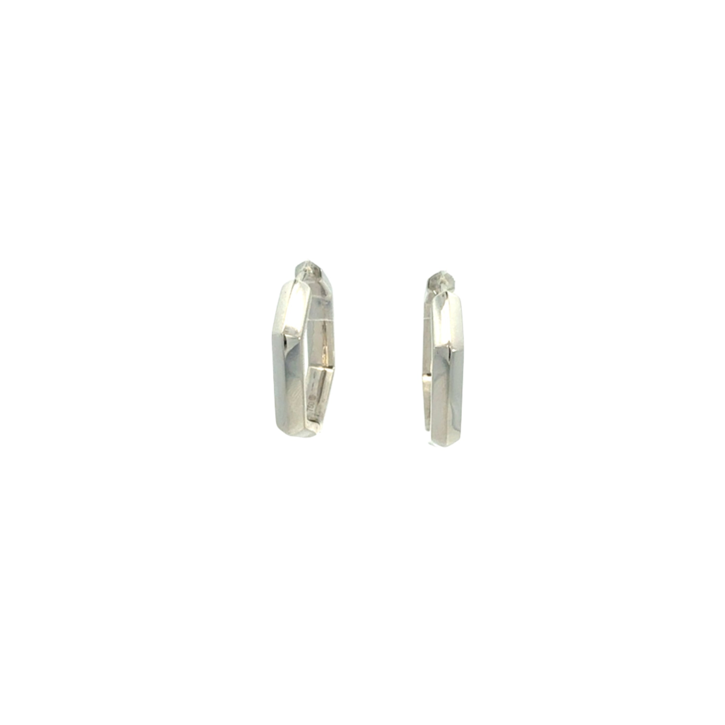 18K White Gold Empire Hexagonal Hoop Earrings with Baguette Diamonds – 1.80 Carats - Jackson Hole Jewelry Company