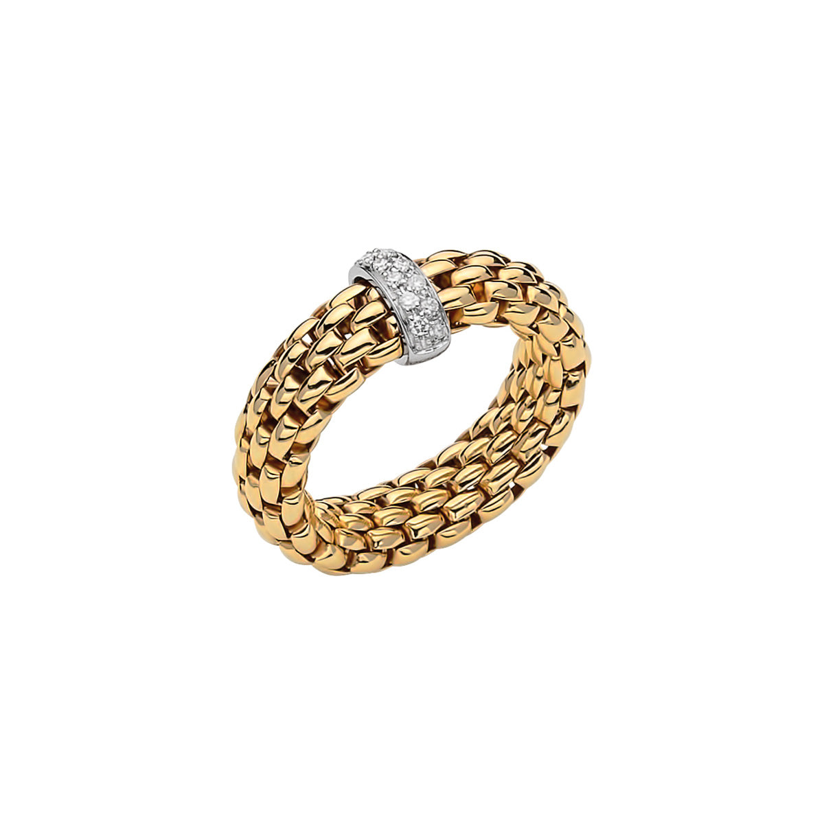 FOPE VENDOME 18K Gold Flex'it Ring with White Diamond Charm - 0.10 carats - Jackson Hole Jewelry Company
