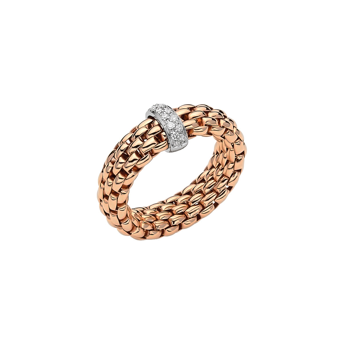 FOPE VENDOME 18K Gold Flex'it Ring with White Diamond Charm - 0.10 carats - Jackson Hole Jewelry Company