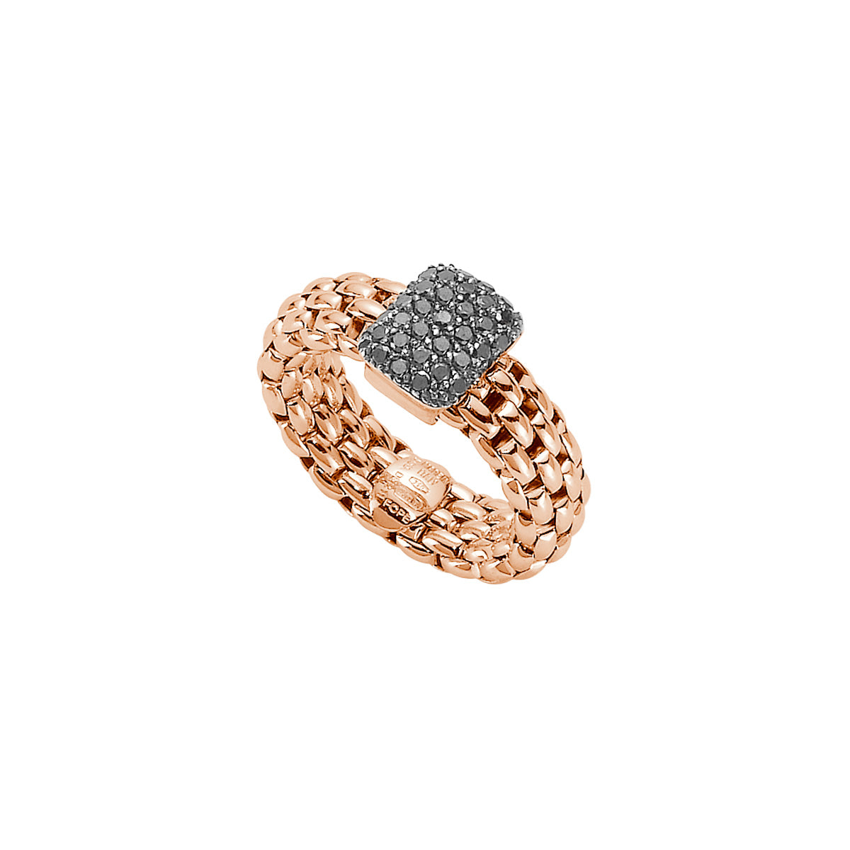 FOPE VENDOME 18K Gold Flex'it Ring with Black Diamond Pavé Charm - 0.47 carats - Jackson Hole Jewelry Company