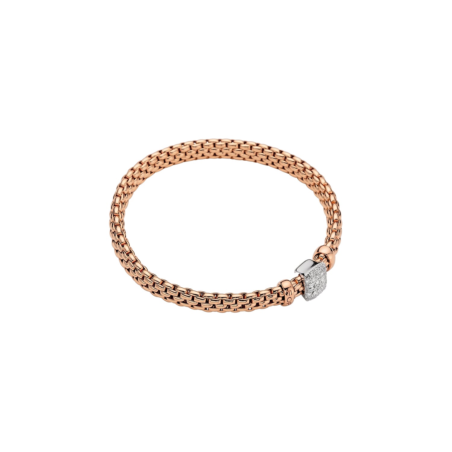 FOPE VENDOME COLLECTION 18K GOLD BRACELET WITH PAVE CHARM - Jackson Hole Jewelry Company
