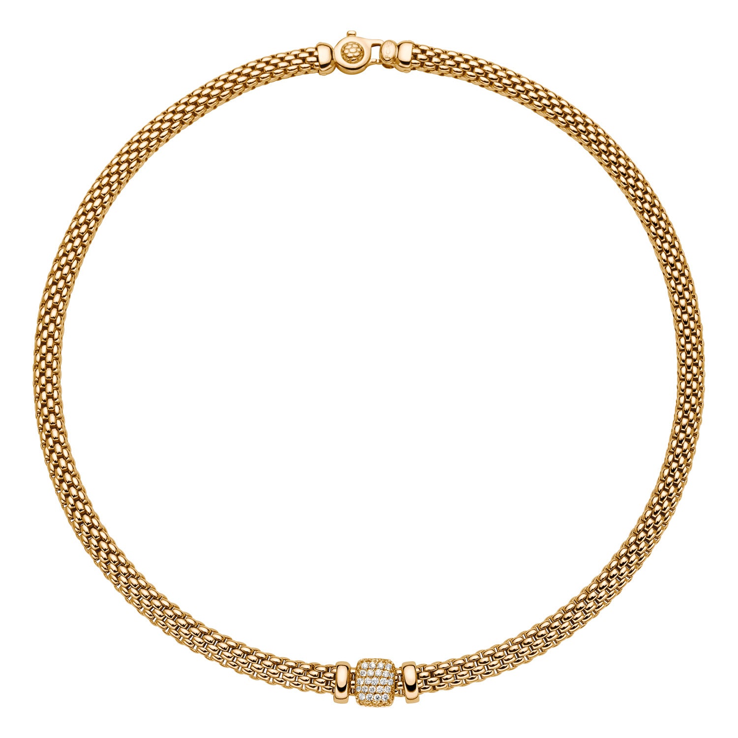 FOPE VENDOME 18K Yellow Gold Necklace with White Diamond Pavé Charm - 0.41 carats - Jackson Hole Jewelry Company