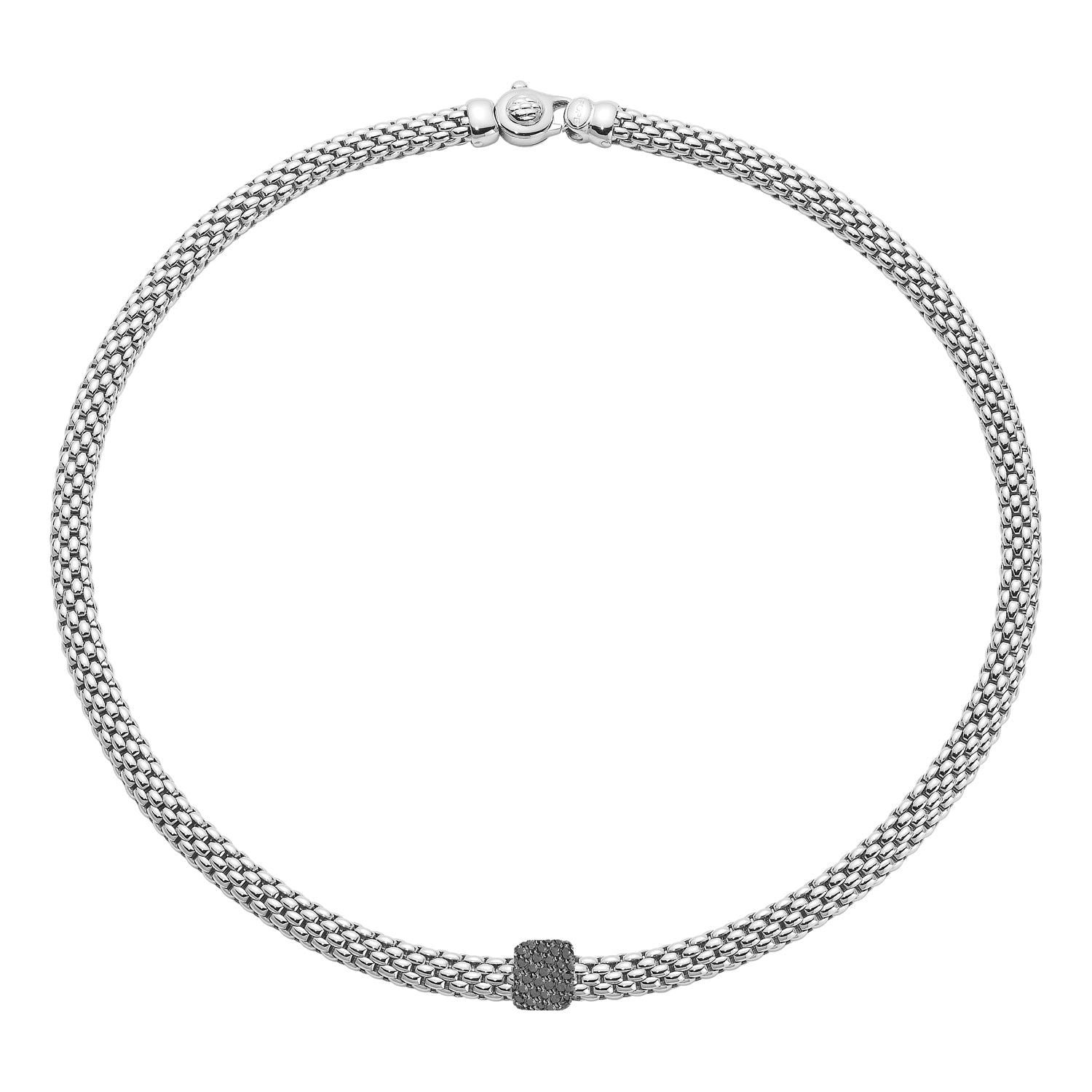 FOPE VENDOME 18K Gold Necklace with Black Diamond Pavé Charm - 0.47 carats - Jackson Hole Jewelry Company