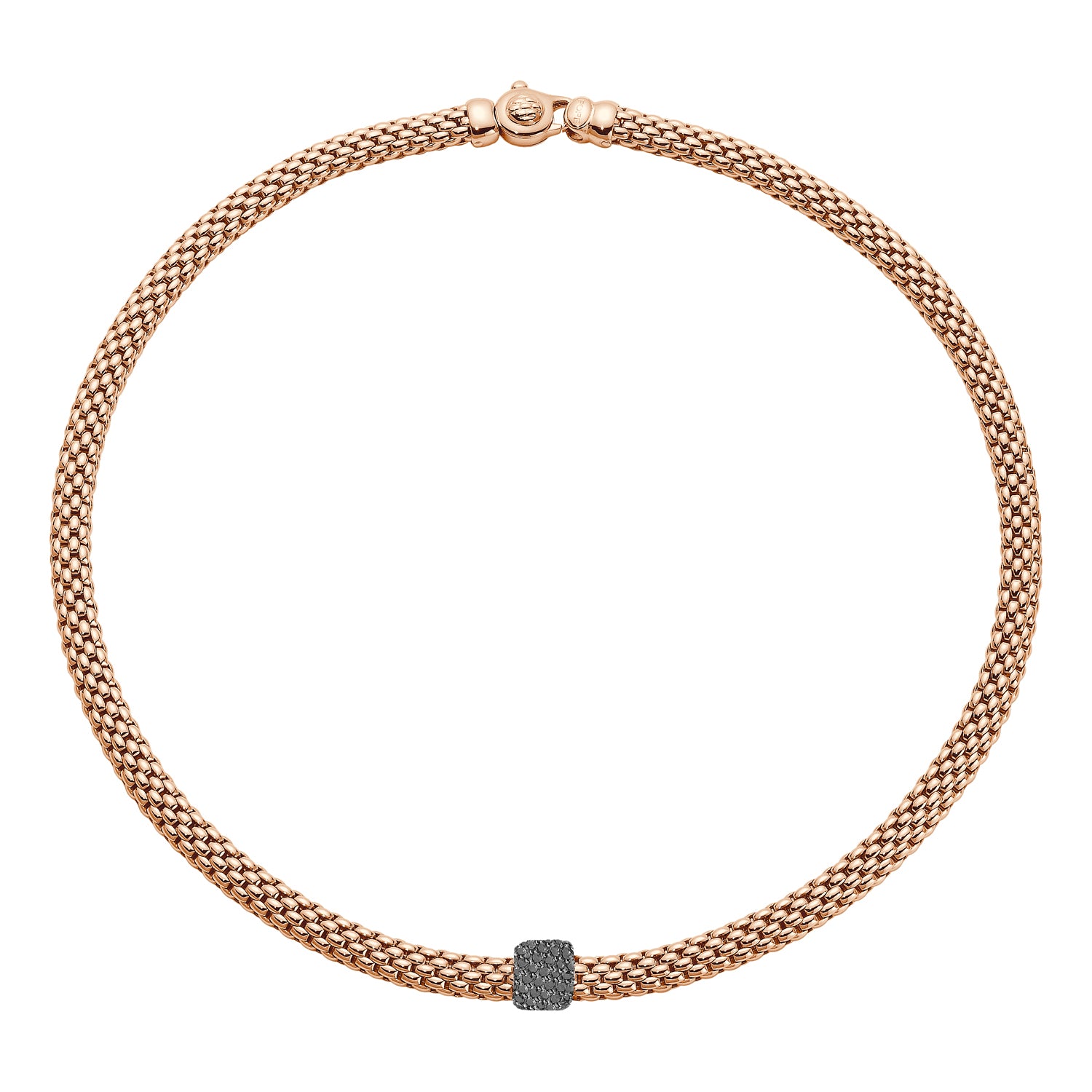 FOPE VENDOME 18K Gold Necklace with Black Diamond Pavé Charm - 0.47 carats - Jackson Hole Jewelry Company