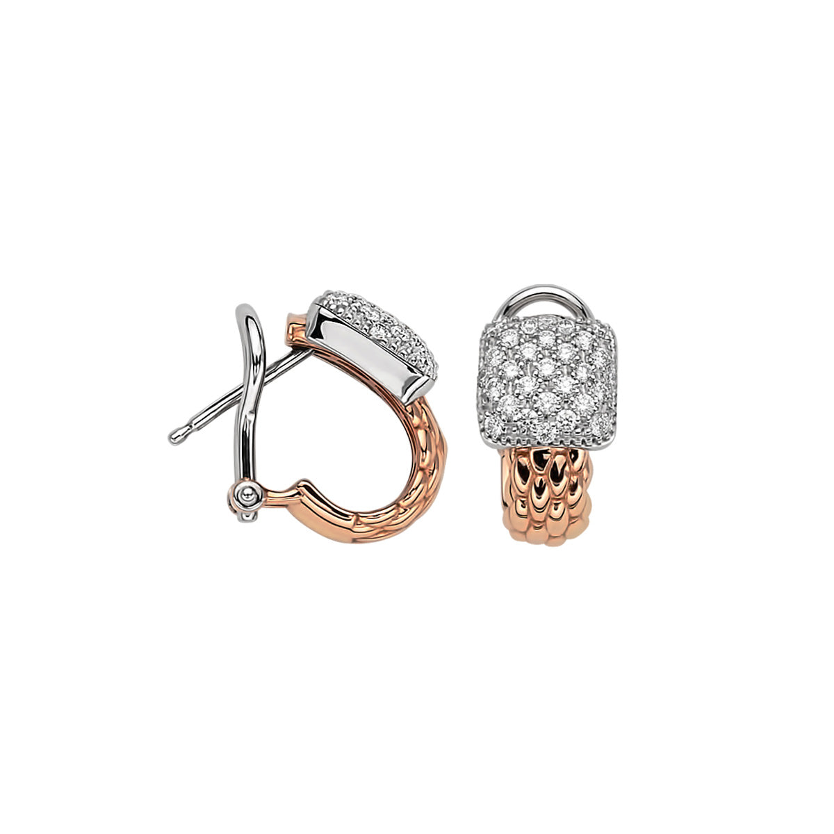 FOPE VENDOME 18K Gold Earrings with White Diamond Pavé - 0.77 carats - Jackson Hole Jewelry Company