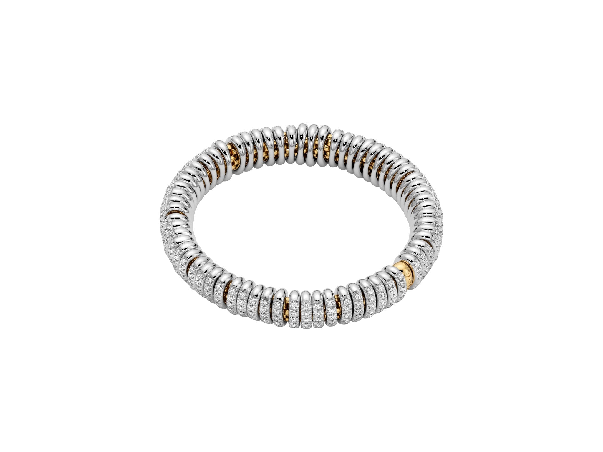 FOPE VENDOME 18K Gold Flex'it Bracelet with White Diamond Pavé Rondels - Jackson Hole Jewelry Company