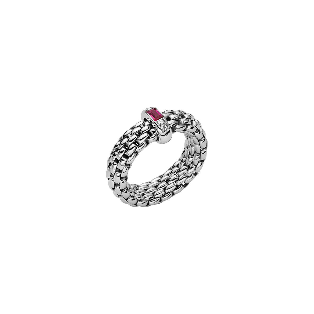 FOPE VENDOME 18K Gold Ring with White Diamonds and Ruby - 0.04 carats - Jackson Hole Jewelry Company