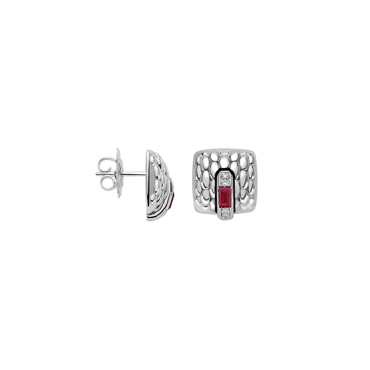 FOPE VENDOME 18K Gold Studs with White Diamonds and Ruby - 0.8 carats - Jackson Hole Jewelry Company
