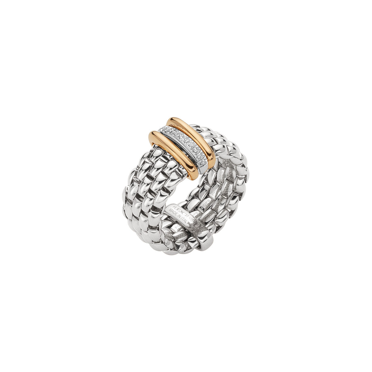 FOPE PANORAMA 18K Gold Flex'it Ring with Gold & White Diamond Set Rondels - 0.08 carats - Jackson Hole Jewelry Company