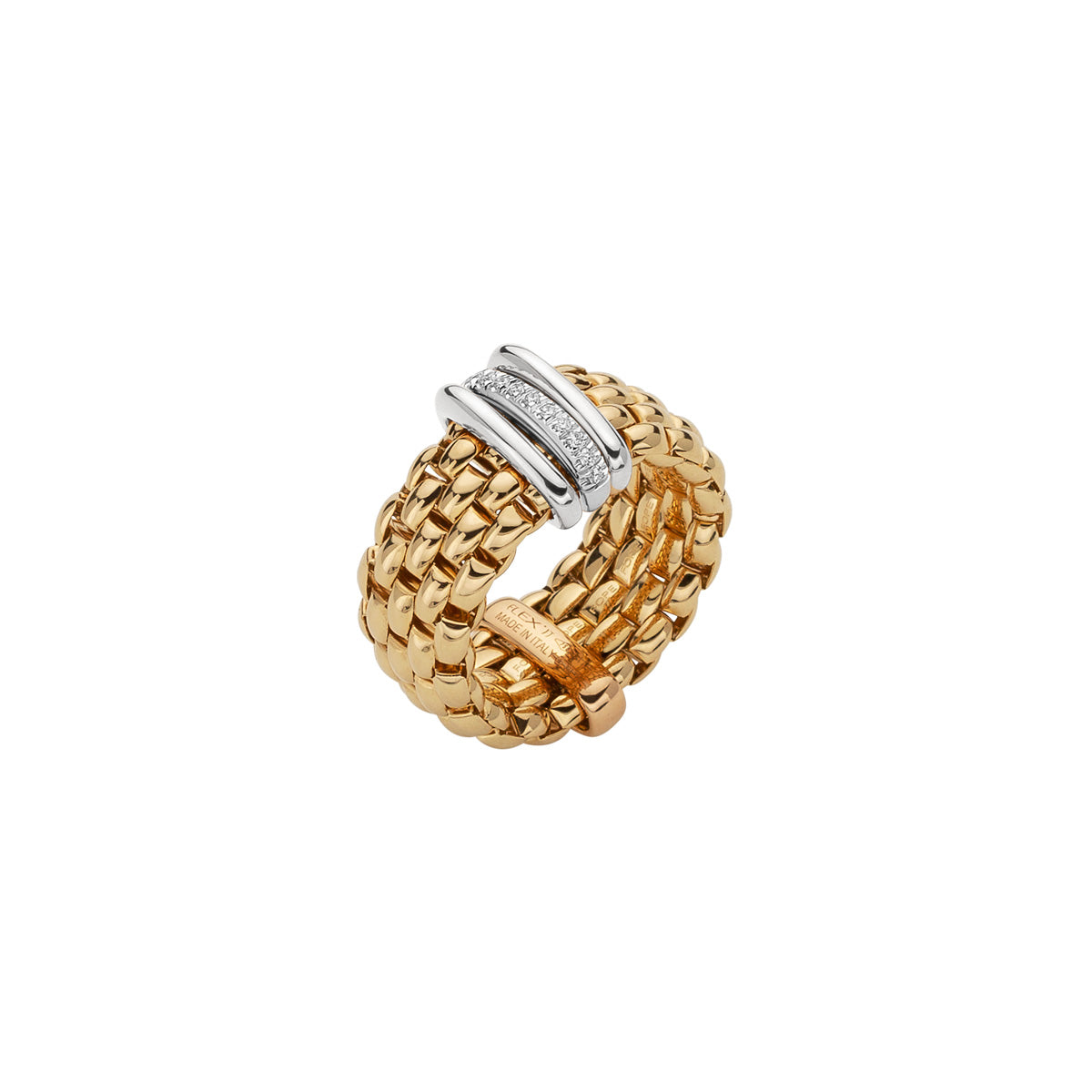 FOPE PANORAMA 18K Gold Flex'it Ring with Gold & White Diamond Set Rondels - 0.08 carats - Jackson Hole Jewelry Company