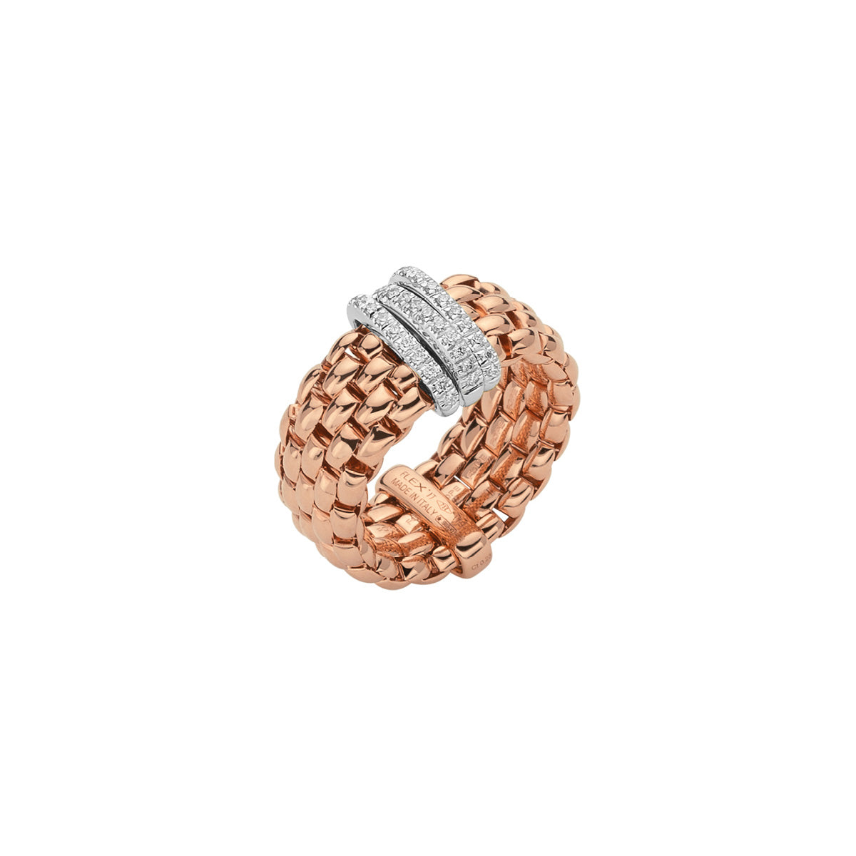 FOPE PANORAMA 18K Gold Flex'it Ring with White Diamond Pavé Set Rondels - 0.23 carats - Jackson Hole Jewelry Company