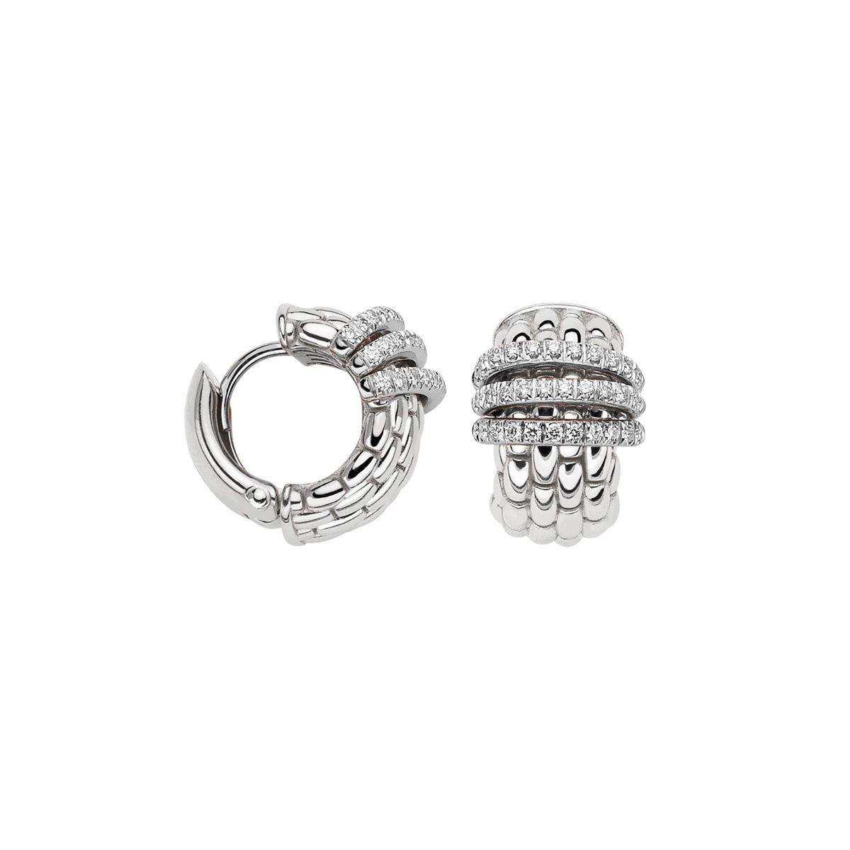 FOPE PANORAMA 18K Gold Earrings with White Three Diamond Pavé Charms - 0.46 carats - Jackson Hole Jewelry Company