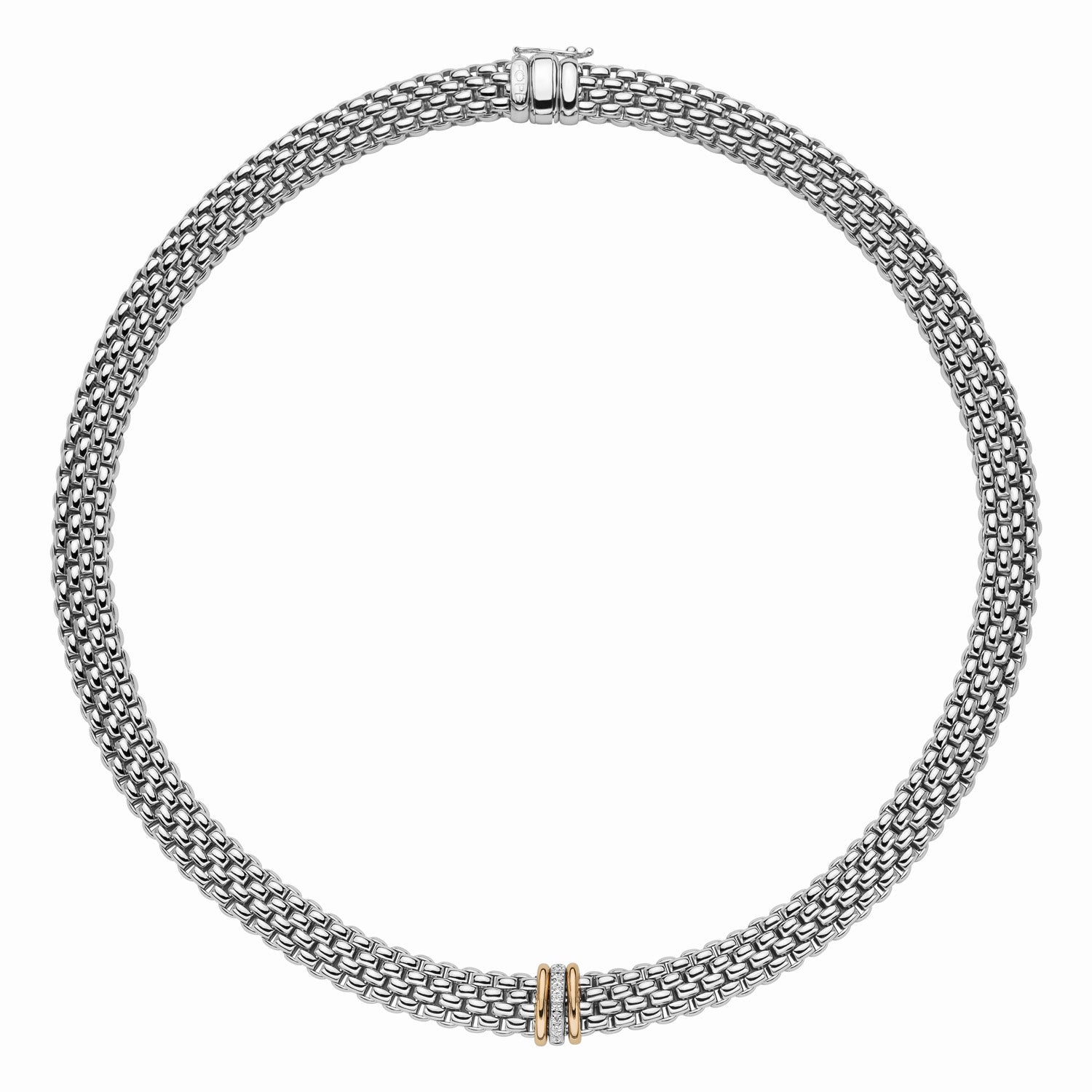 FOPE PANORAMA 18K Gold Necklace with White Diamond Set Rondels - 0.08 carats - Jackson Hole Jewelry Company