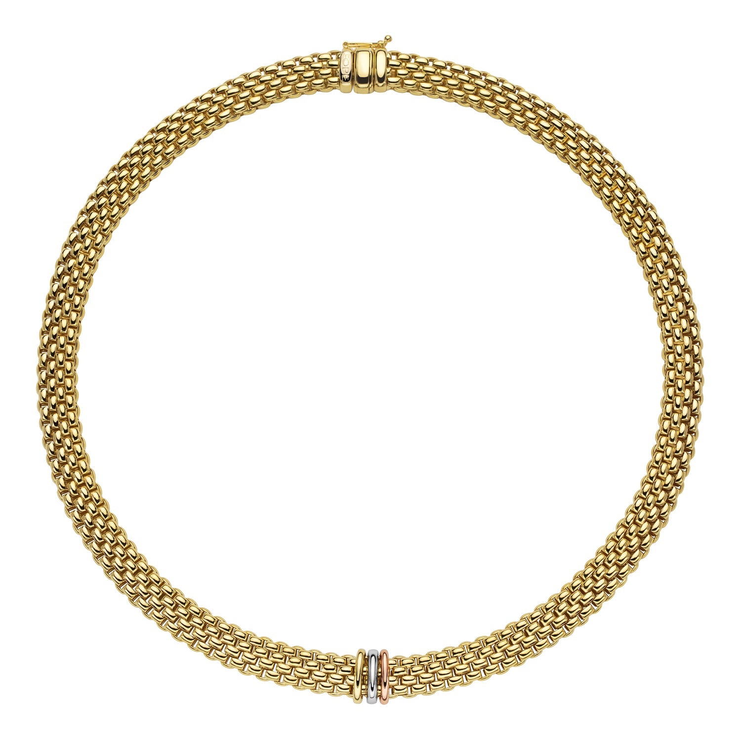 FOPE PANORAMA 18K Gold Necklace with Tri-Gold Rondels - Jackson Hole Jewelry Company