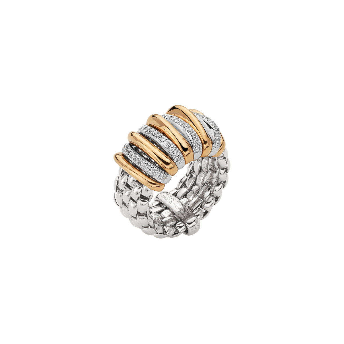 FOPE PANORAMA 18K Gold Flex'it Ring with Gold & White Diamond Set Rondels - 0.30 carats - Jackson Hole Jewelry Company