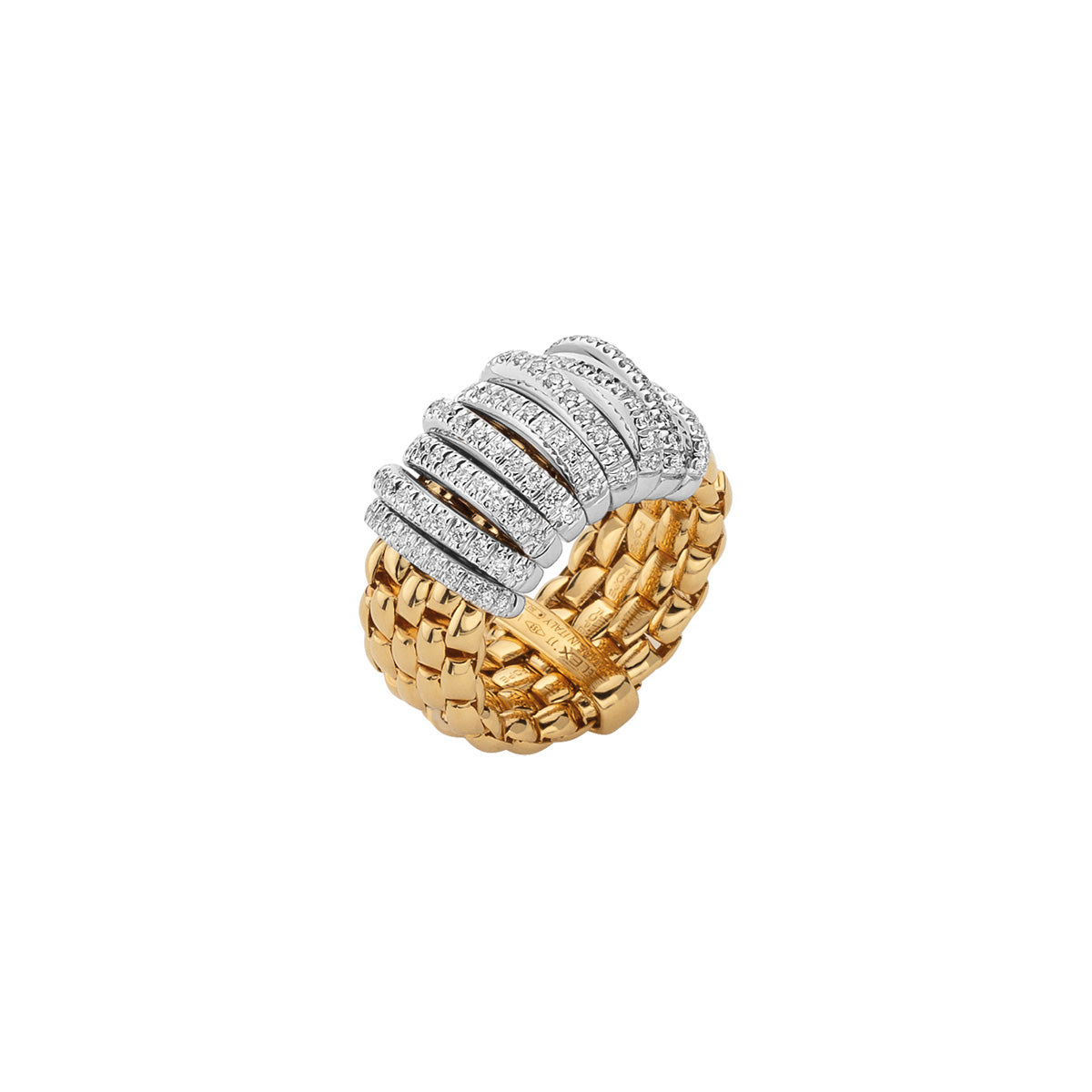 FOPE PANORAMA 18K Gold Flex'it Ring with White Diamond Pavé Rondels - 0.68 carats - Jackson Hole Jewelry Company