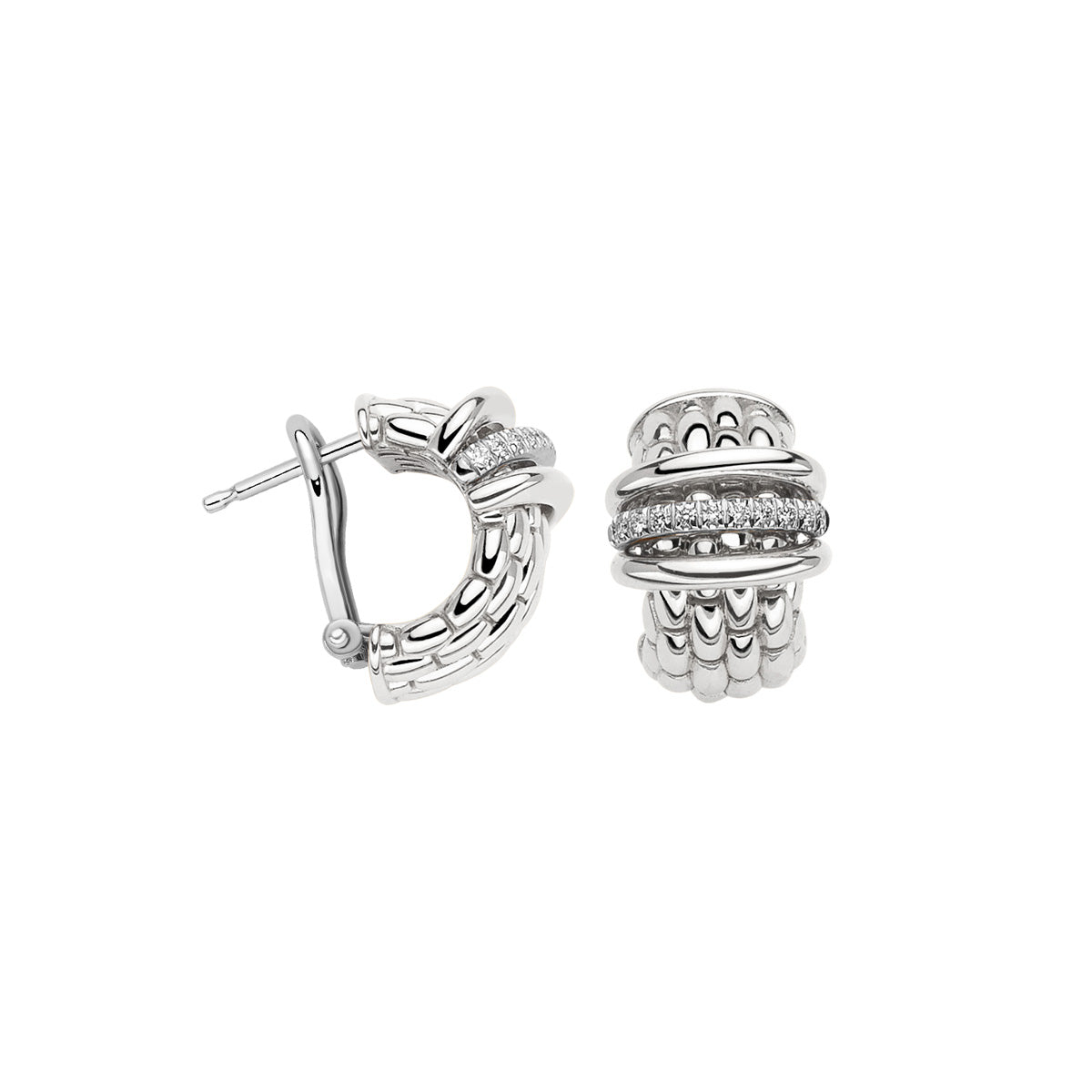 FOPE PANORAMA 18K Gold Earrings with One Row of White Diamonds - 0.15 carats - Jackson Hole Jewelry Company