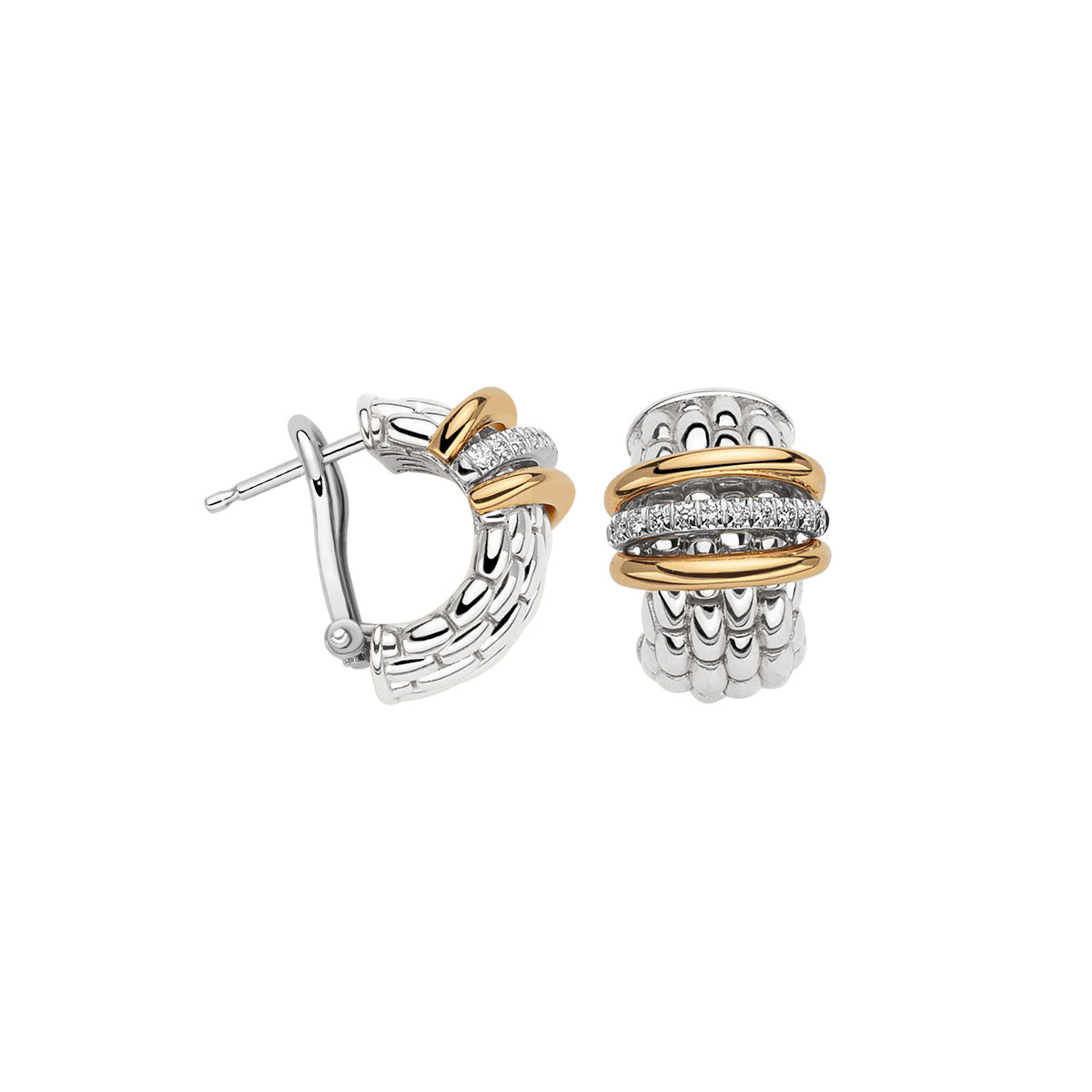 FOPE PANORAMA 18K Gold Earrings with One Row of White Diamonds - 0.15 carats - Jackson Hole Jewelry Company