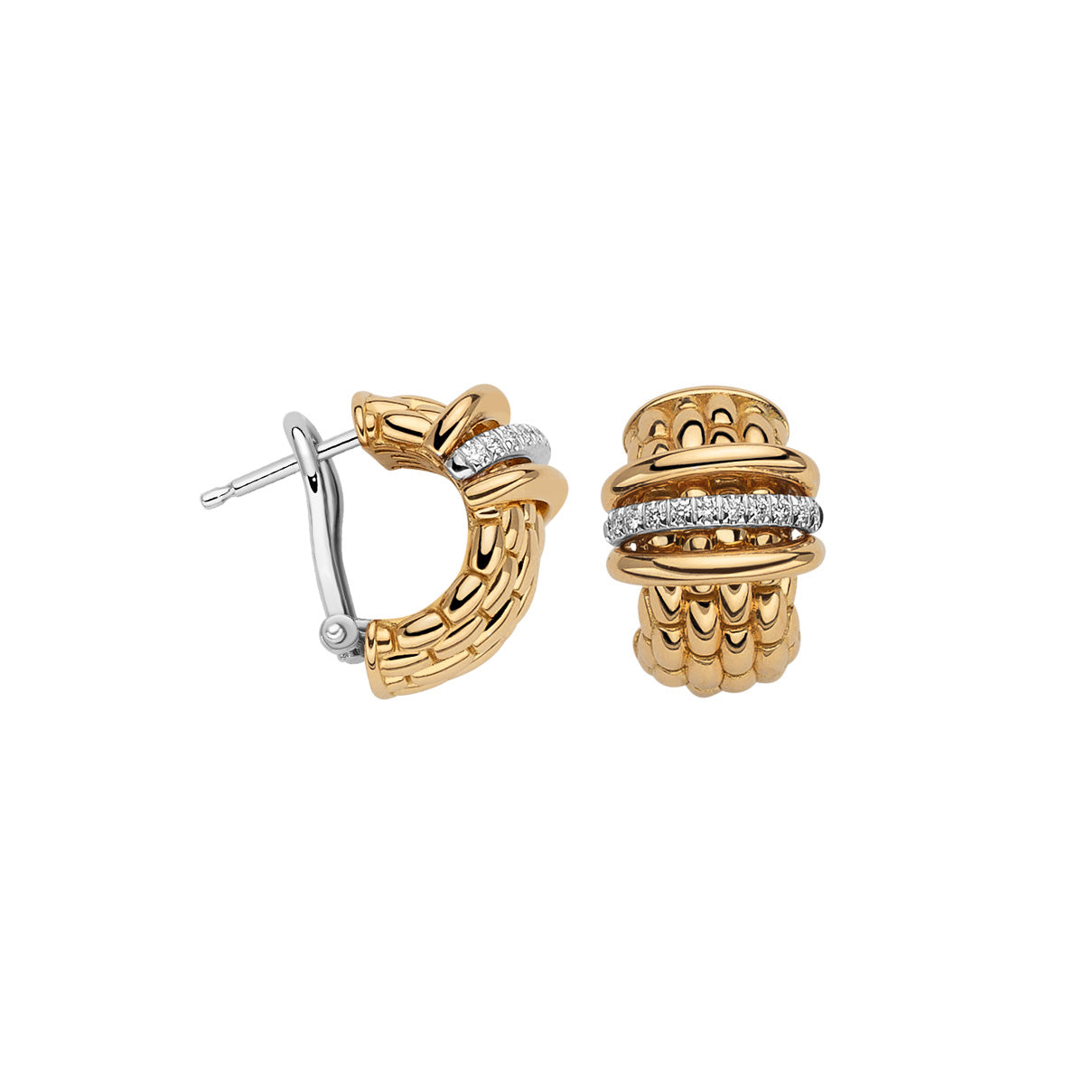 FOPE PANORAMA 18K Gold Earrings with One Row of White Diamonds - 0.15 carats - Jackson Hole Jewelry Company