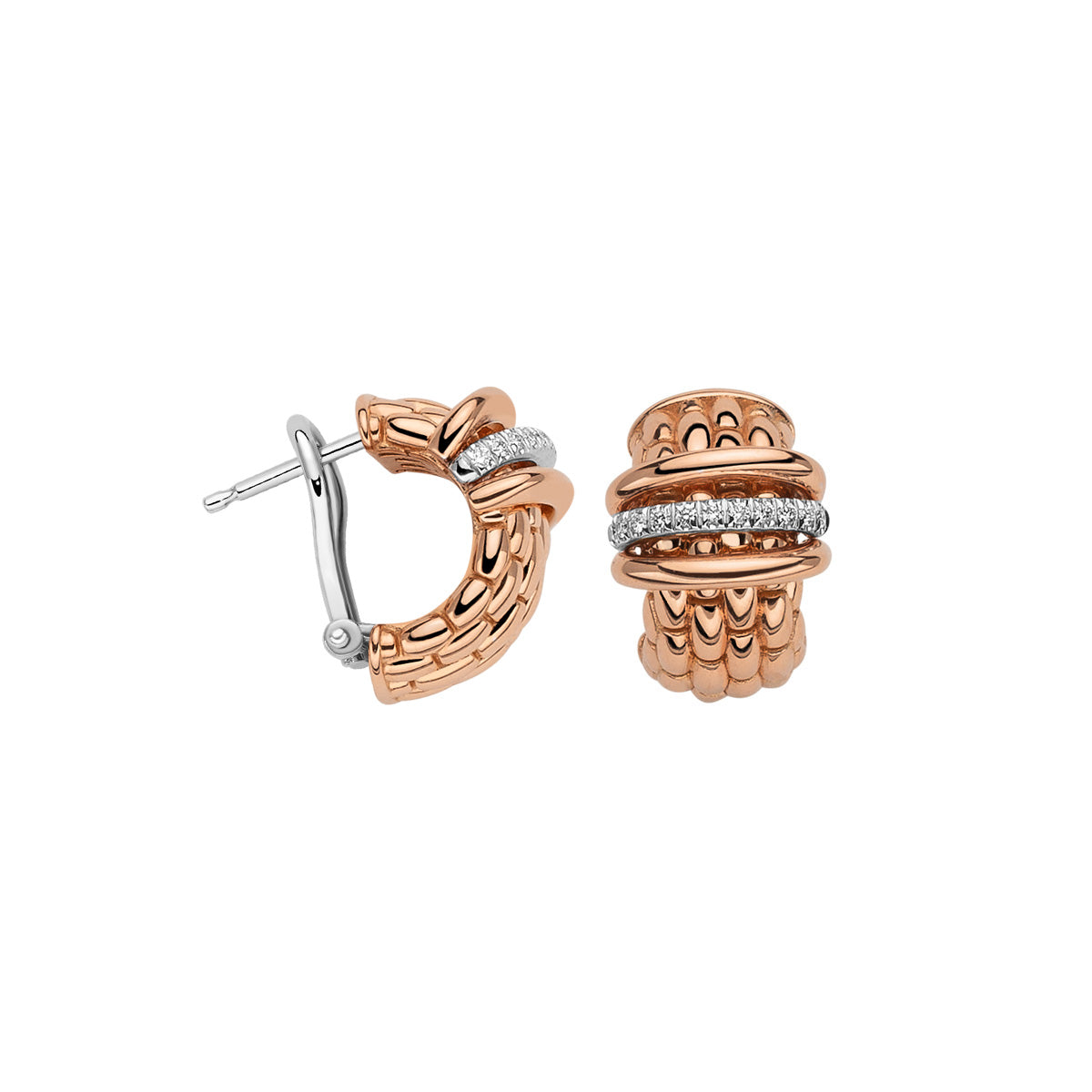 FOPE PANORAMA 18K Gold Earrings with One Row of White Diamonds - 0.15 carats - Jackson Hole Jewelry Company