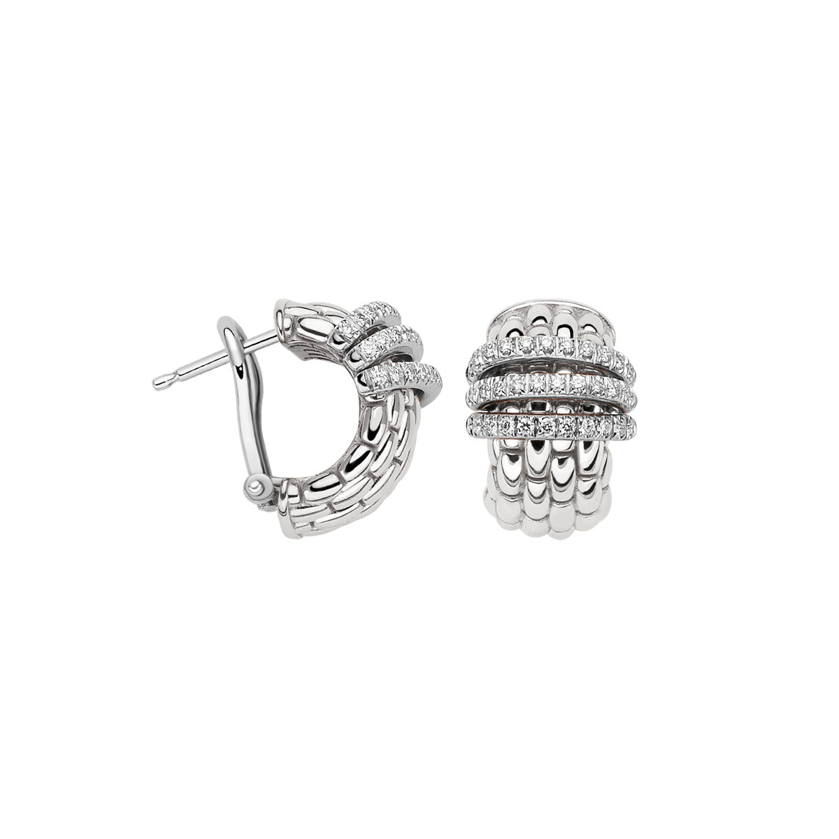 FOPE PANORAMA 18K Gold Earrings with White Diamond Pavé 0.46 carats - Jackson Hole Jewelry Company