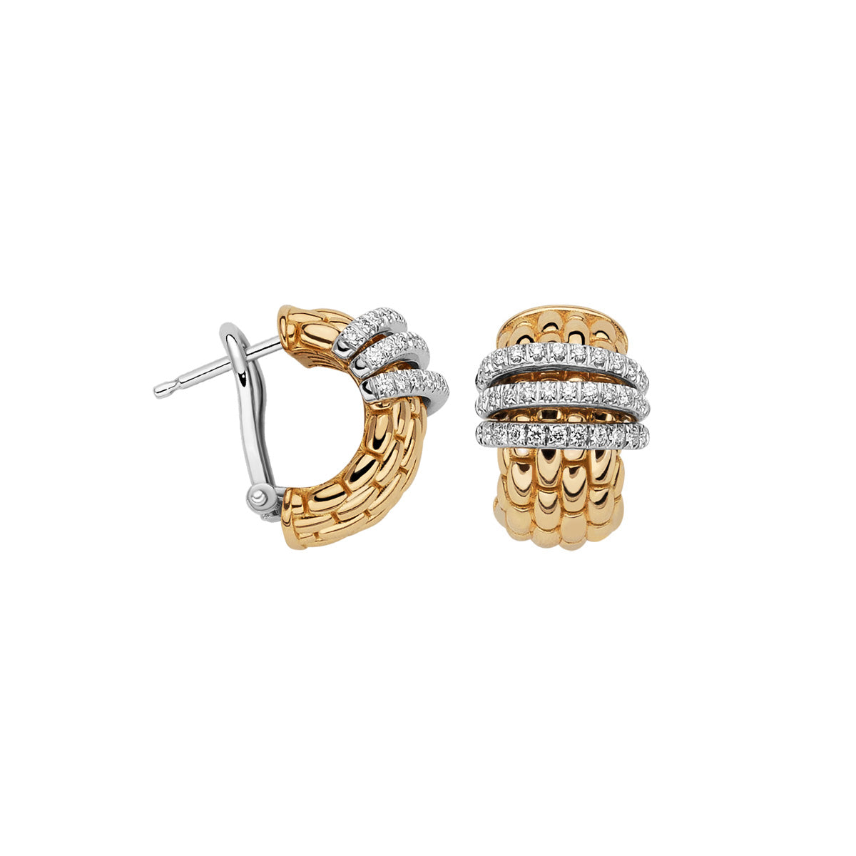 FOPE PANORAMA 18K Gold Earrings with White Diamond Pavé 0.46 carats - Jackson Hole Jewelry Company