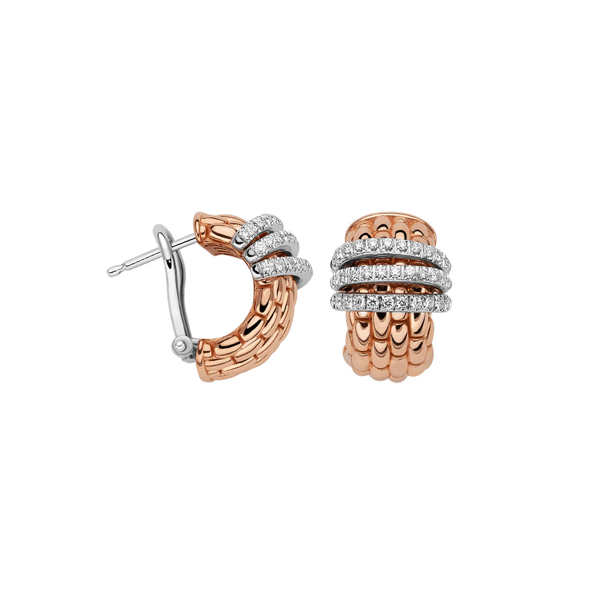 FOPE PANORAMA 18K Gold Earrings with White Diamond Pavé 0.46 carats - Jackson Hole Jewelry Company