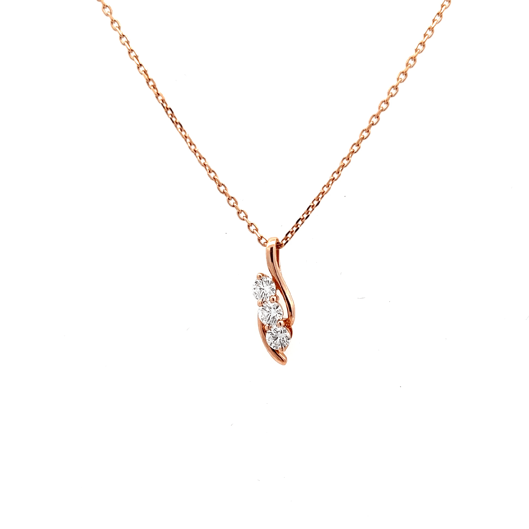 14K ROSE GOLD DIAMOND NECKLACE;D3-0.40CTTW,SI1-2; 15''-18'' - Jackson Hole Jewelry Company
