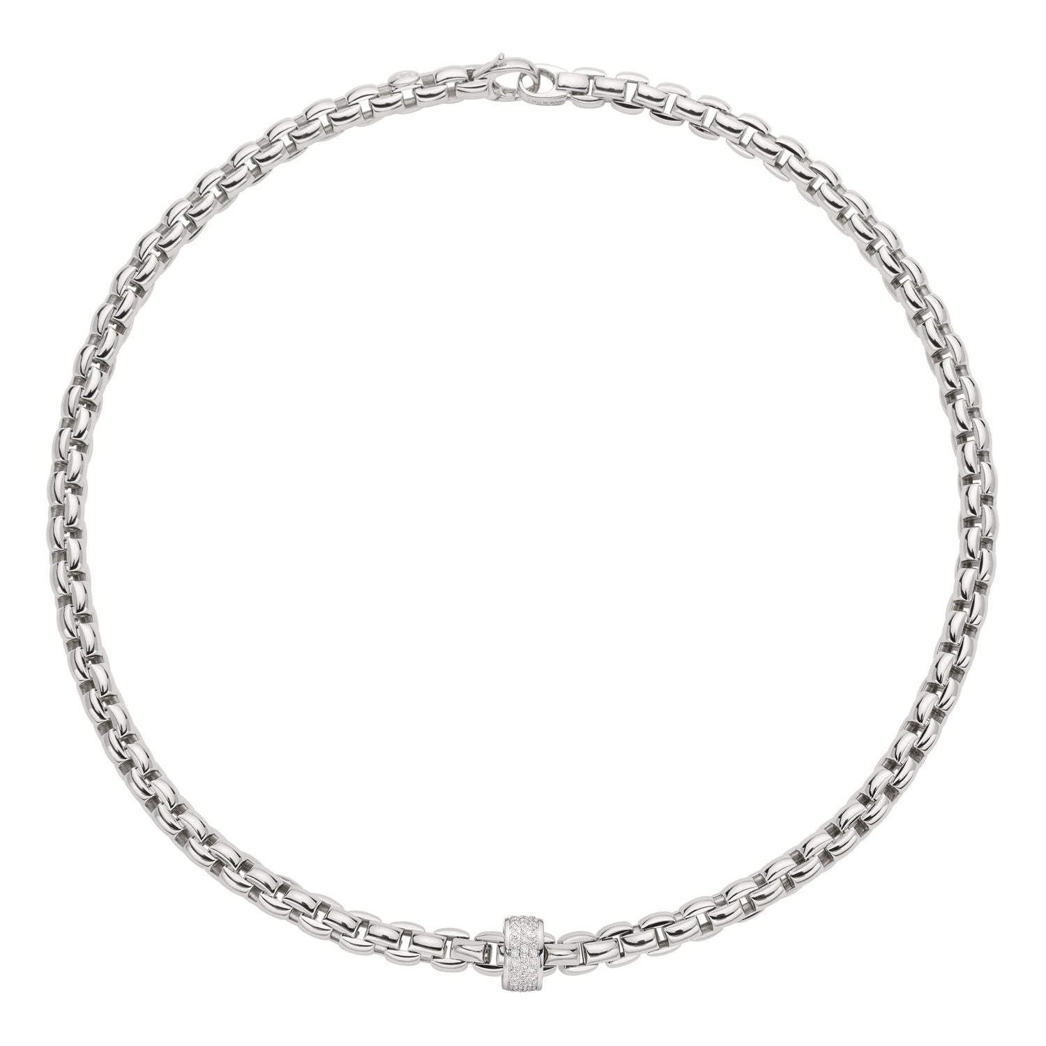 FOPE EKA 18K White Gold Necklace with White Diamond Pavé Rondel - 0.63 carats - Jackson Hole Jewelry Company