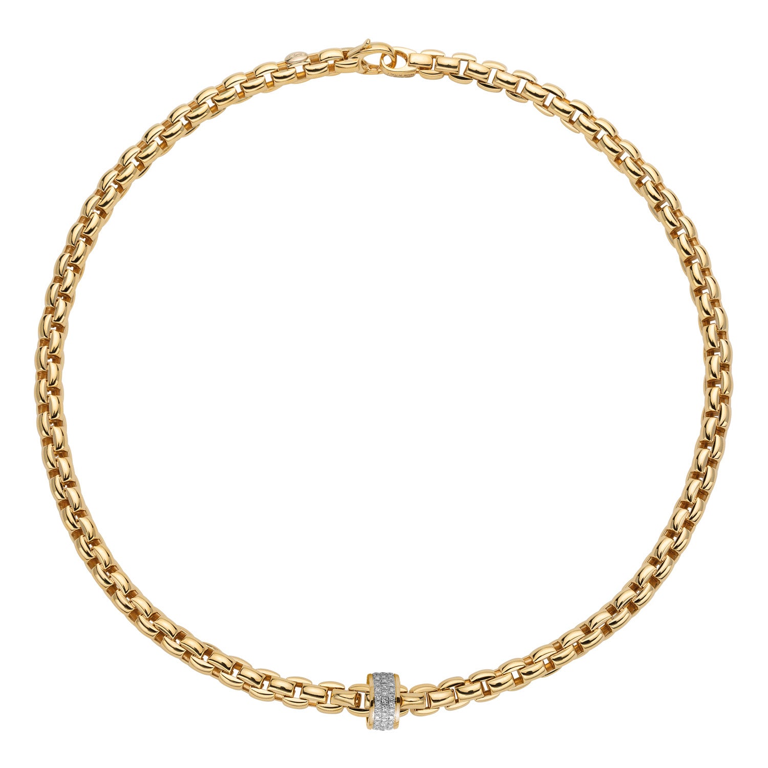 FOPE EKA 18K Yellow Gold Necklace with White Diamond Pavé Rondel - 0.63 carats - Jackson Hole Jewelry Company