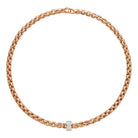 FOPE EKA 18K Rose & White Gold Necklace with White Diamond Pavé Rondel - 0.63 carats - Jackson Hole Jewelry Company