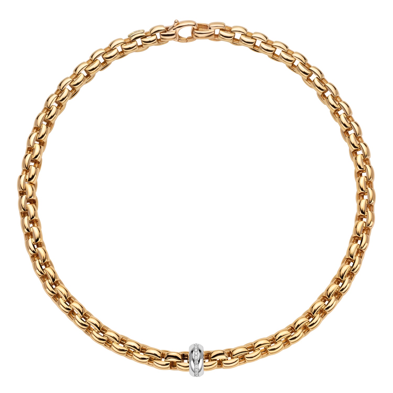 FOPE EKA 18K Gold Necklace with White Diamond Rondel - 0.19 carats - Jackson Hole Jewelry Company